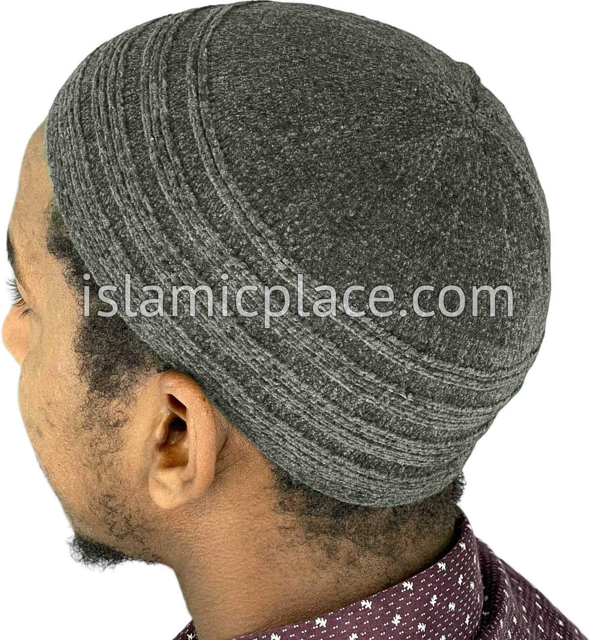 Gray - Warm Chenille Knitted Indonesian Style Kufi