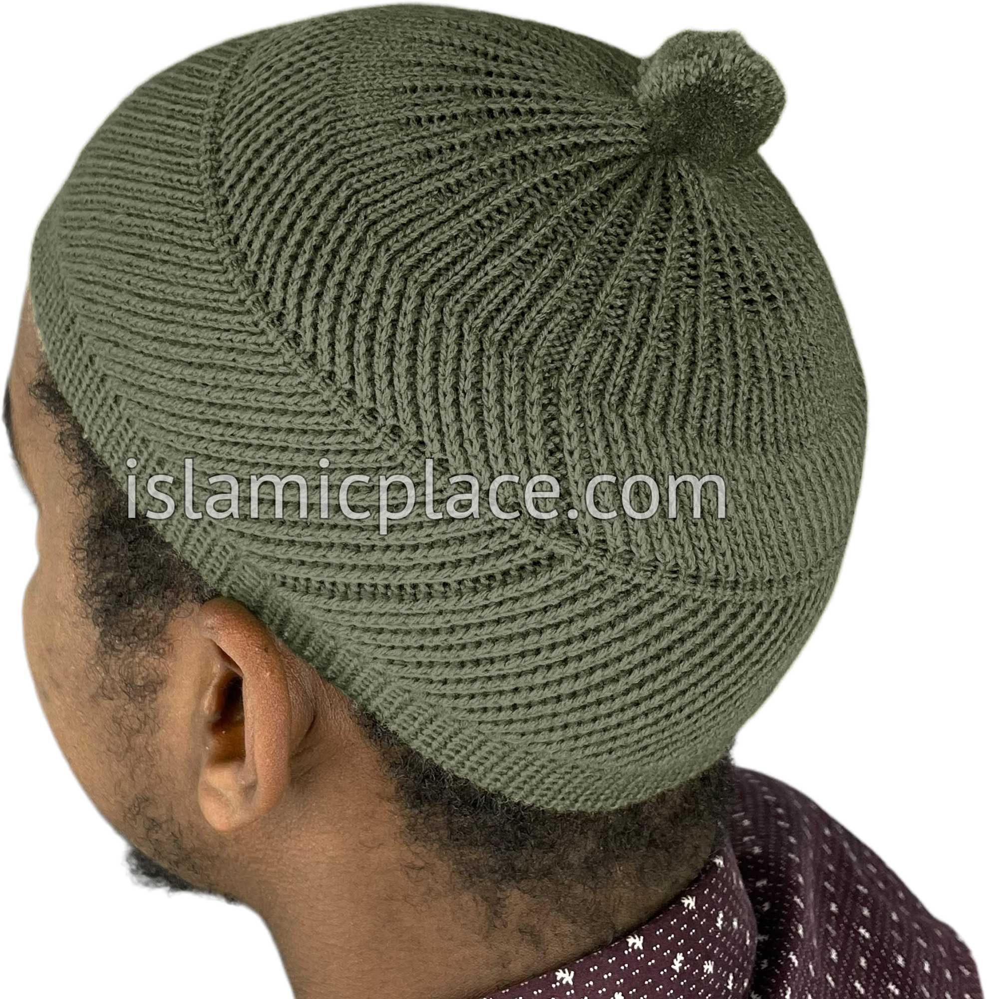 Sage Green - Warm Knitted Wahaab Designer Kufi