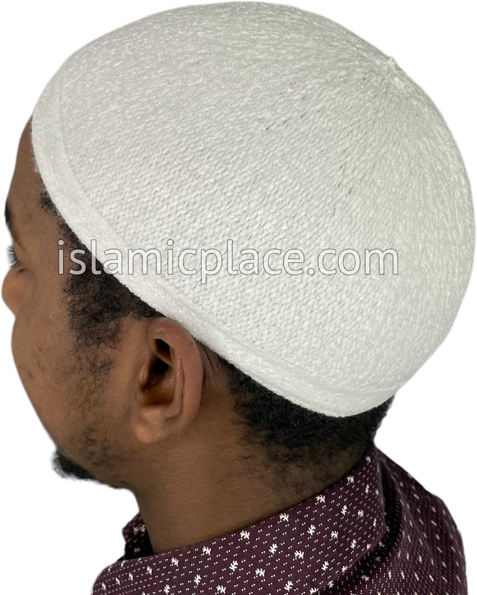 White - Warm Chenille Knitted Jameel Designer Kufi