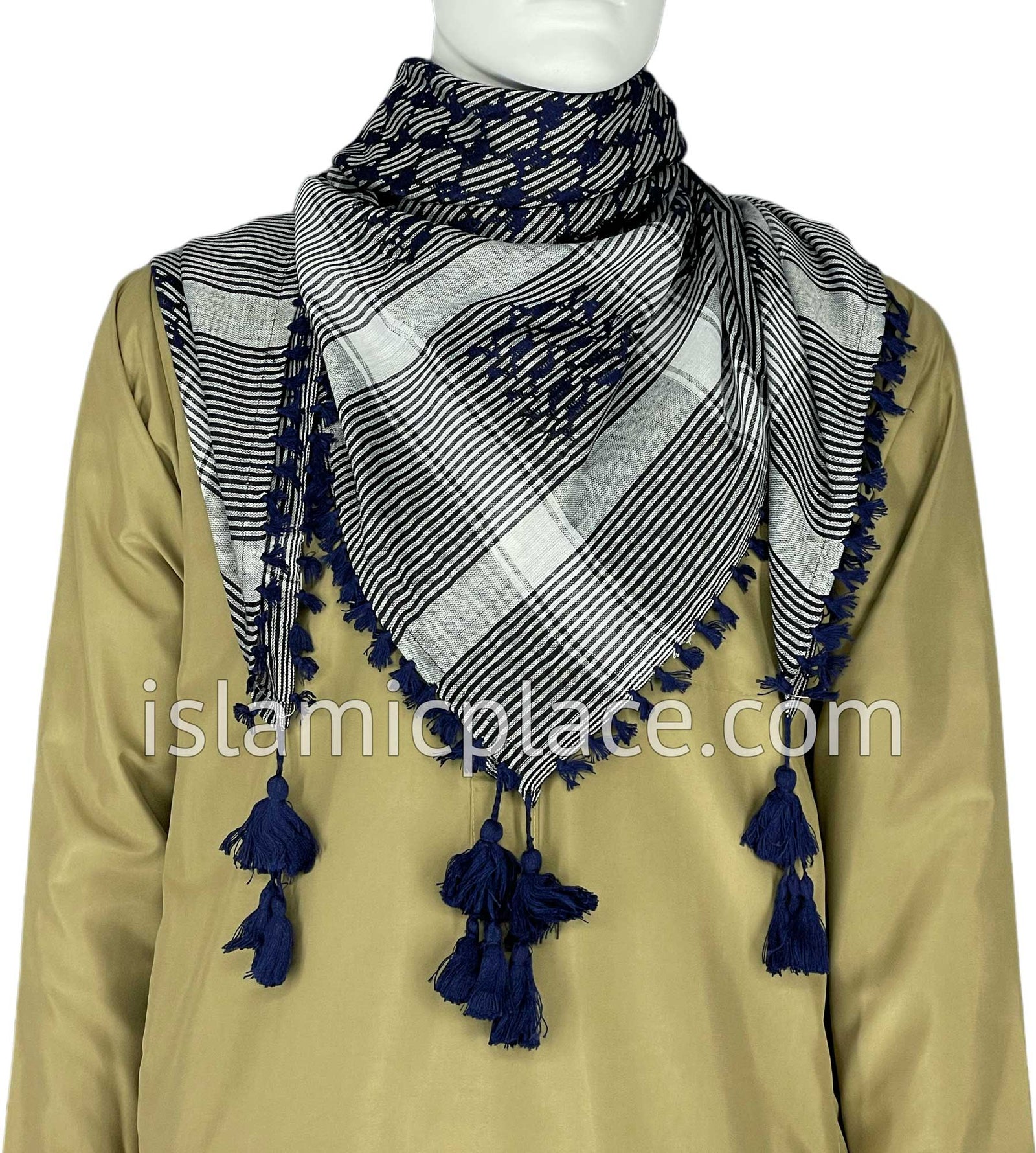 Black, White and Navy Blue - Rafah Collection Men Scarf Kifaya