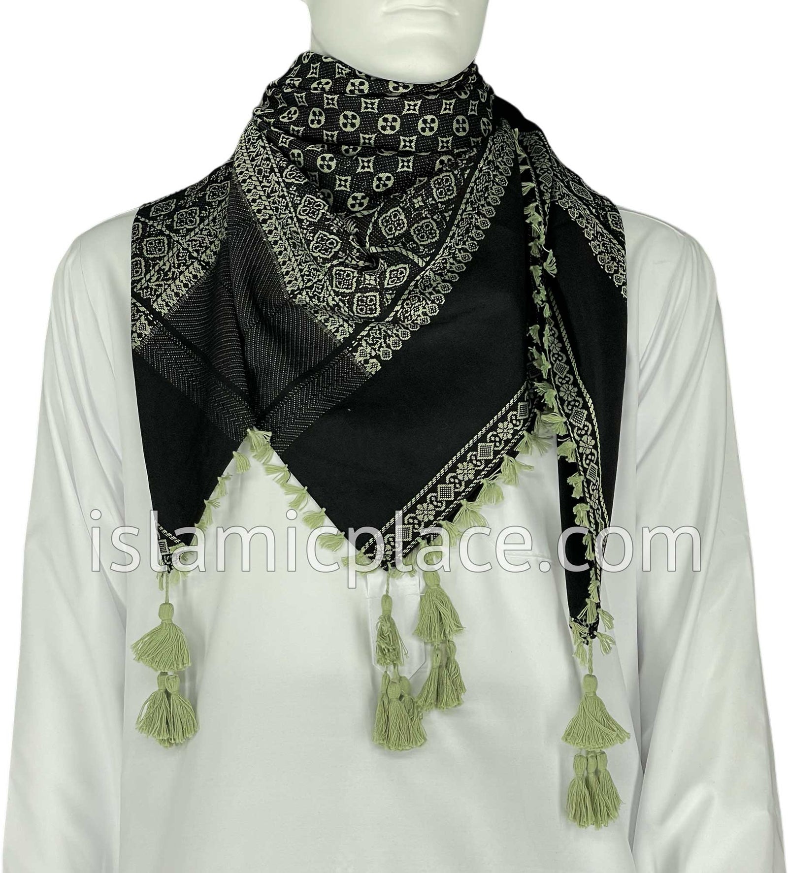 Black and Sage Green - Umar Collection Men Scarf Kifaya