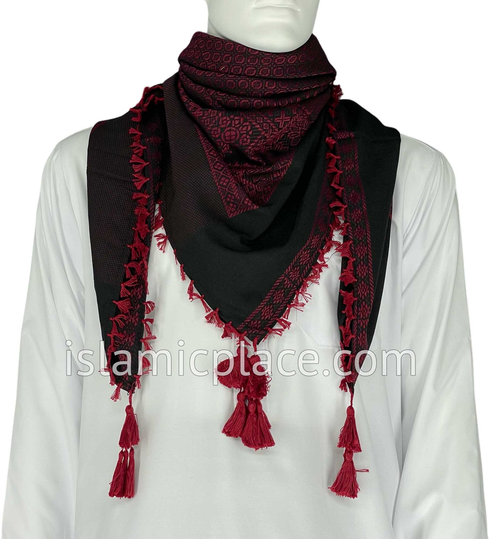 Black and Burgundy - Umar Collection Men Scarf Kifaya