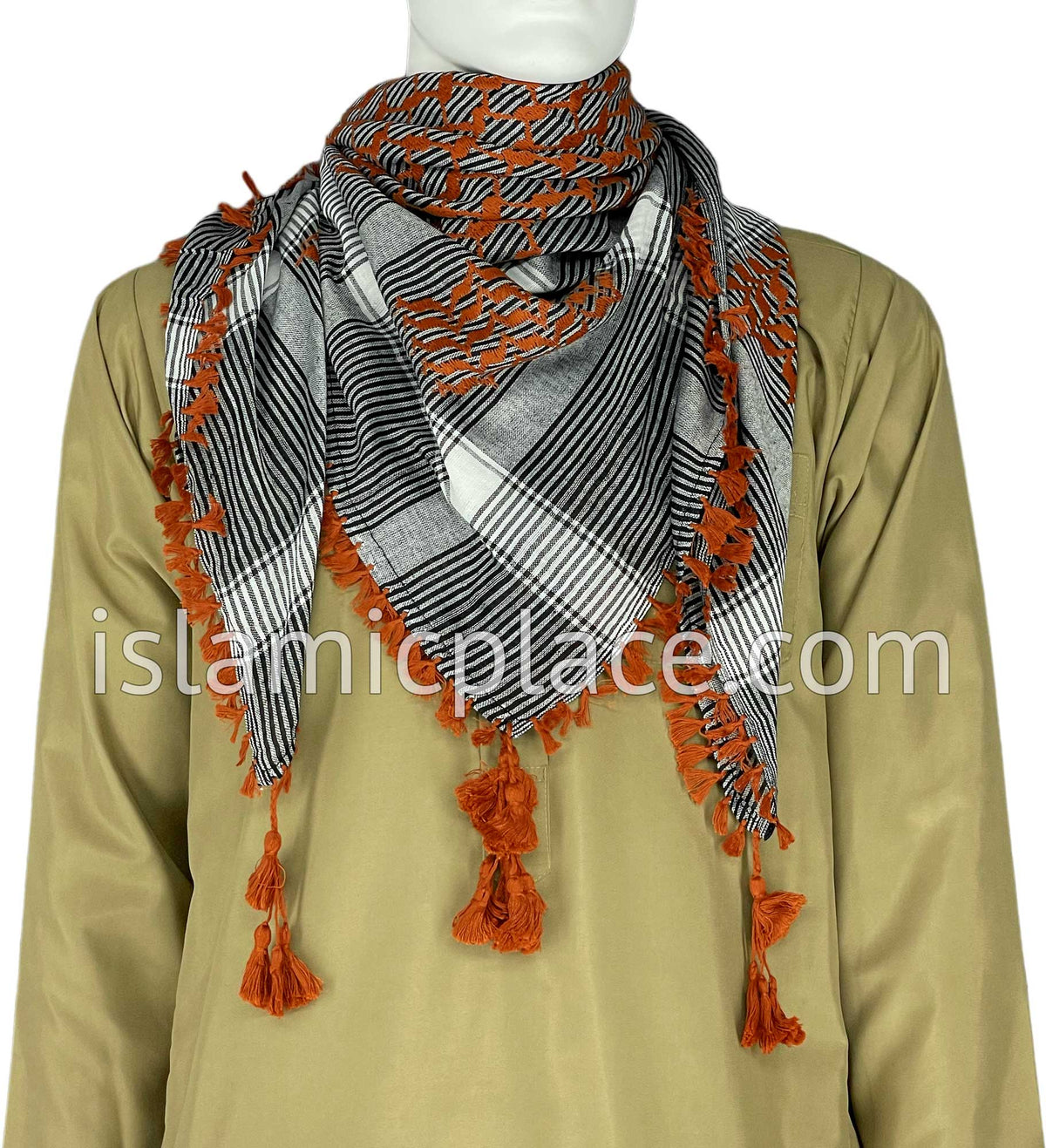 Black, White, and Rust - Rafah Collection Men Scarf Kifaya