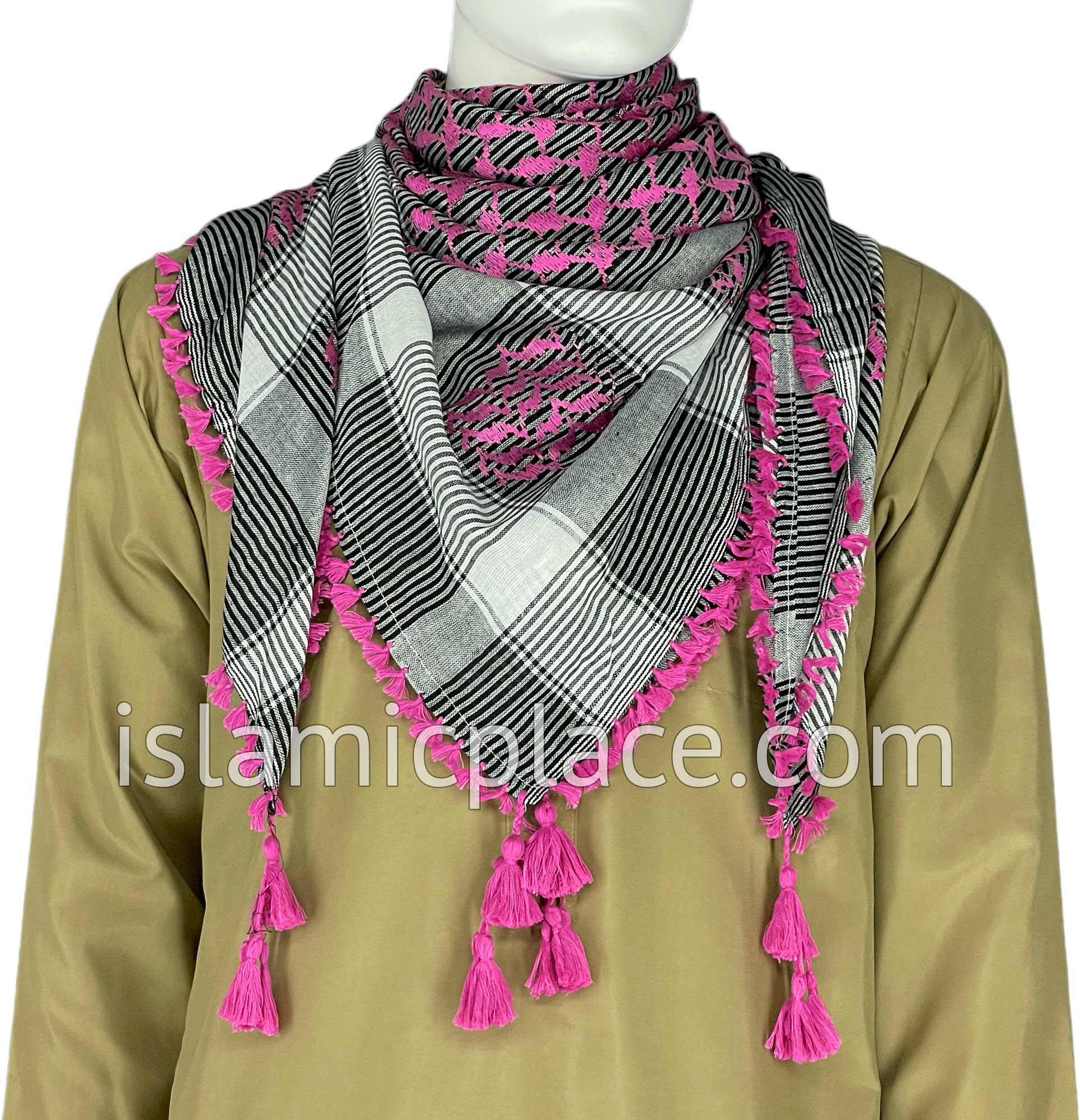 Black, White and Pink - Rafah Collection Men Scarf Kifaya