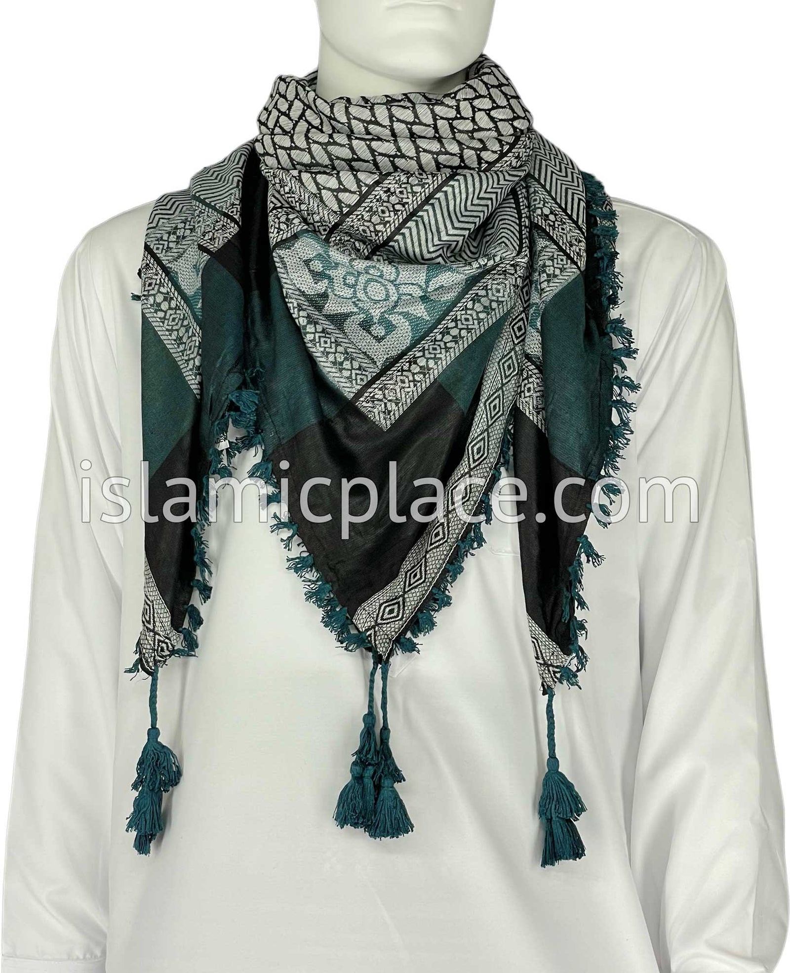 Black, White and Steel Blue - Wali Collection Men Scarf Kifaya