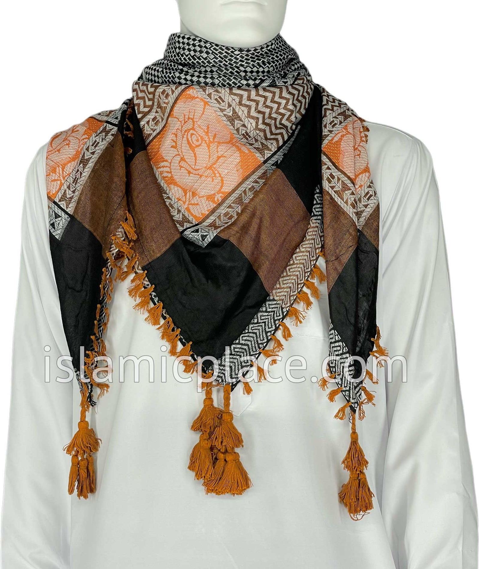 Black, White and Rust - Wali Collection Men Scarf Kifaya