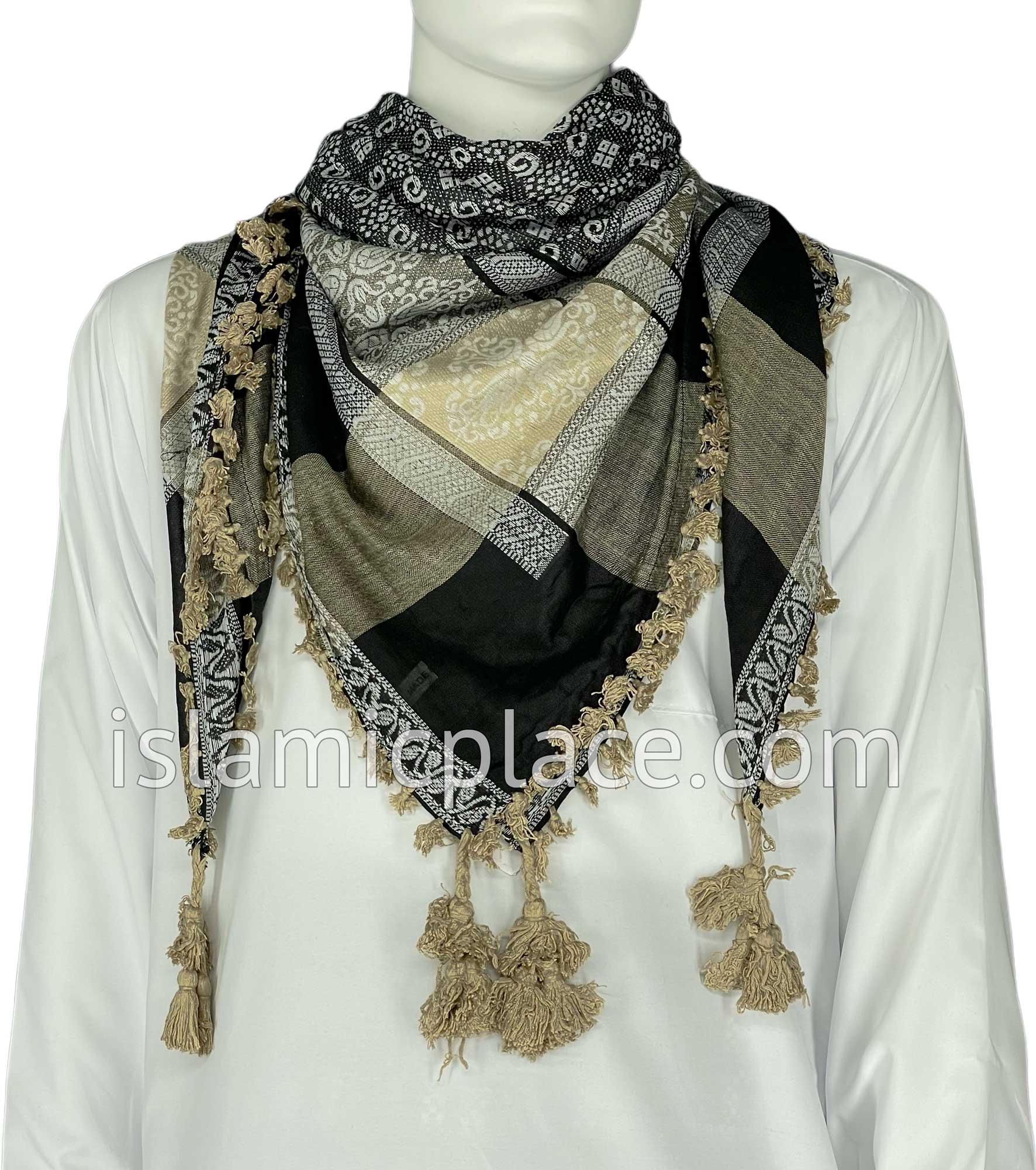 Black, White and Oatmeal - Wali Collection Men Scarf Kifaya