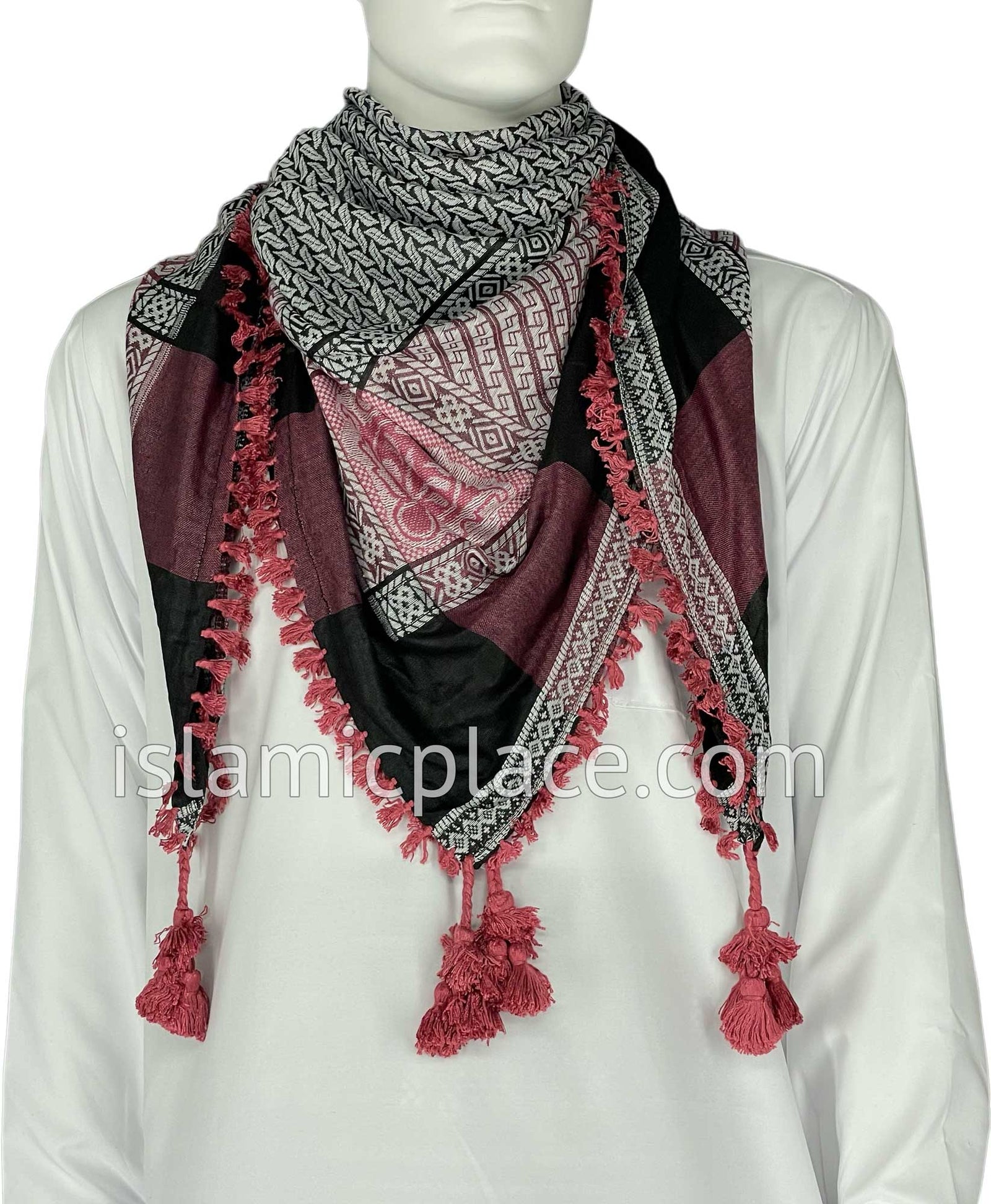 Black, White and Pink - Wali Collection Men Scarf Kifaya