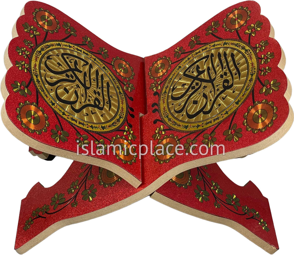 Red - Shimmering Wooden Quran Book Holder - Rehal 11&quot; x 7.5&quot;