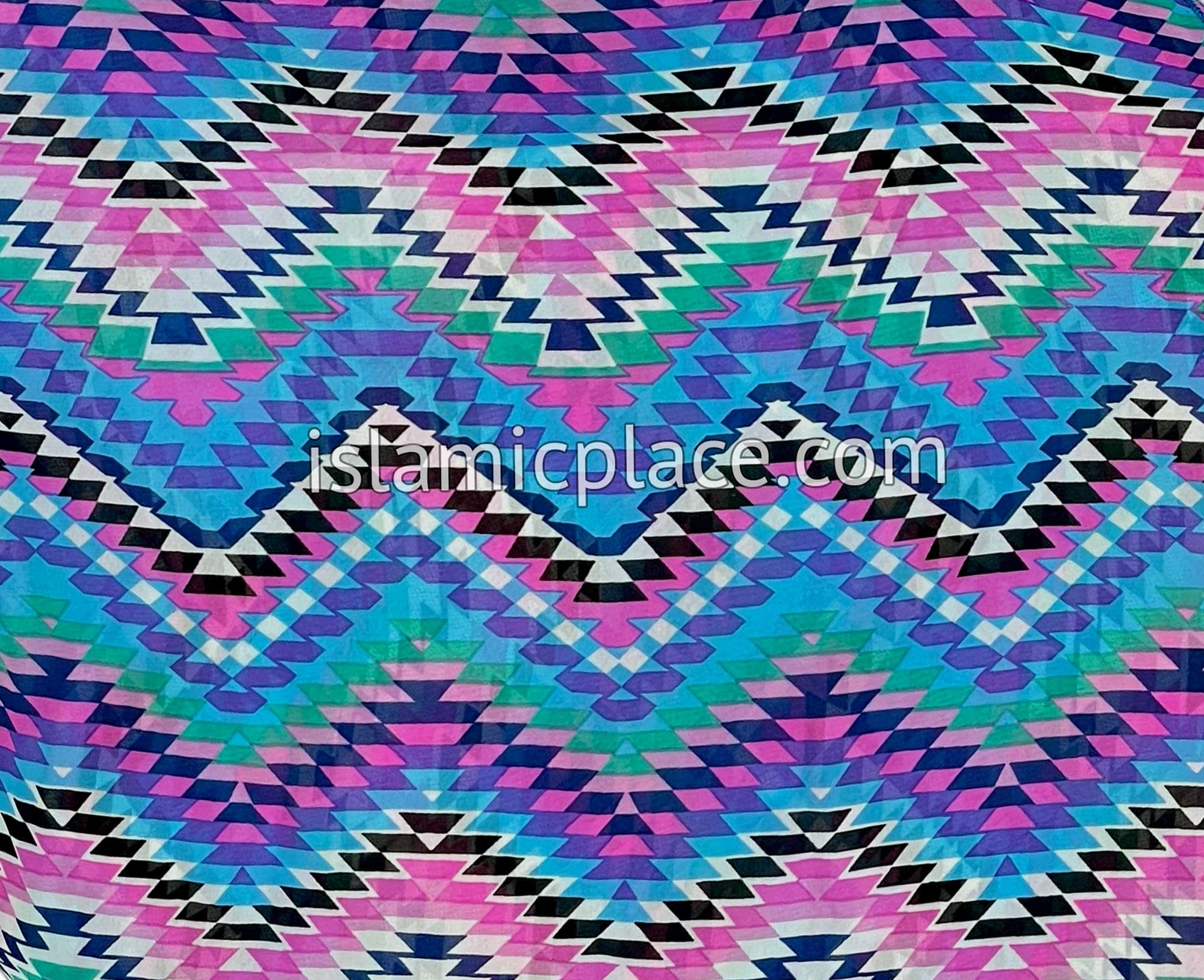 Pink, Blue, Purple and Green Psychedelic Design  - 45" Square Printed Khimar