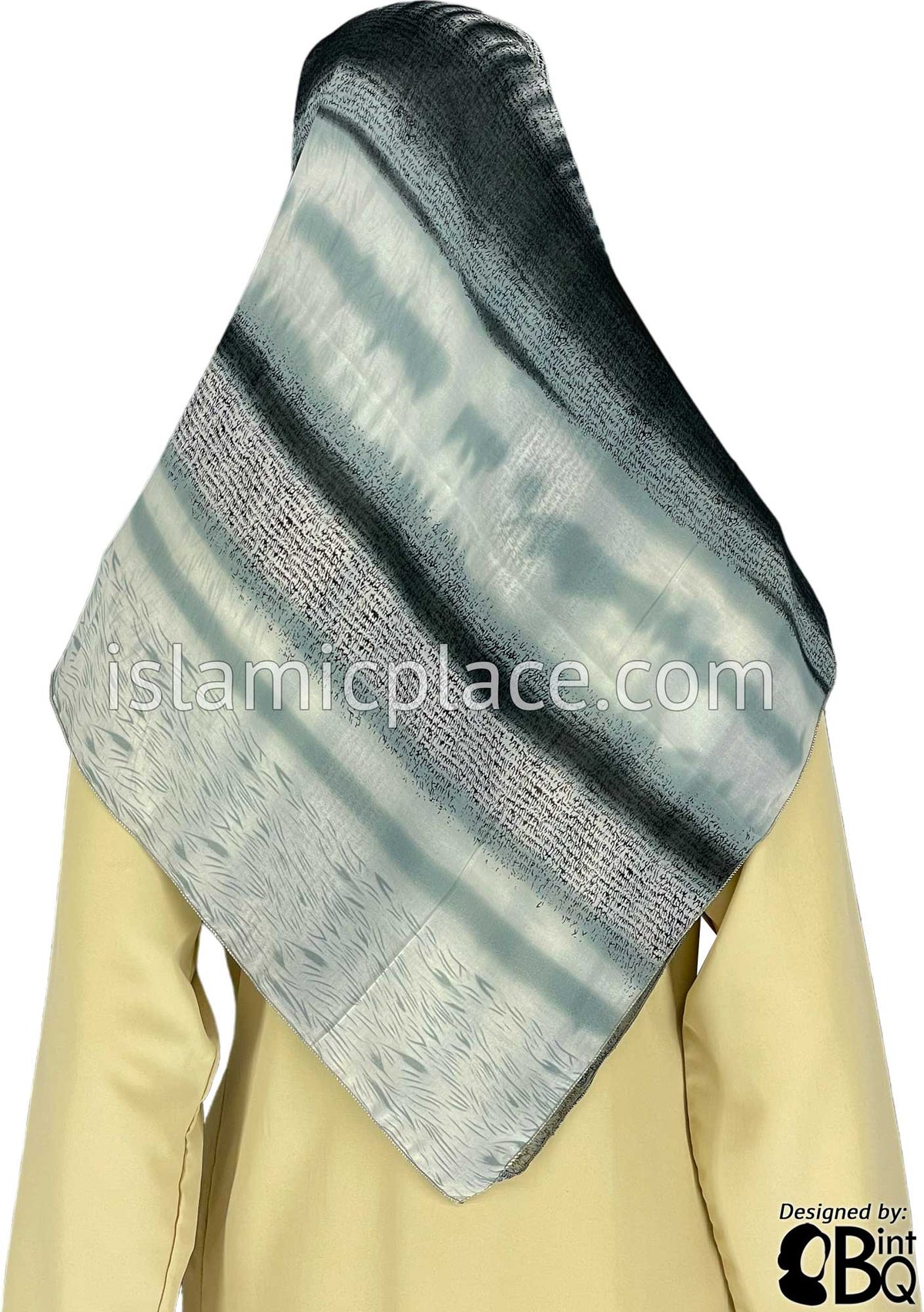 Black, Gray and White Ocean Layers - 45&quot; Square Printed Khimar