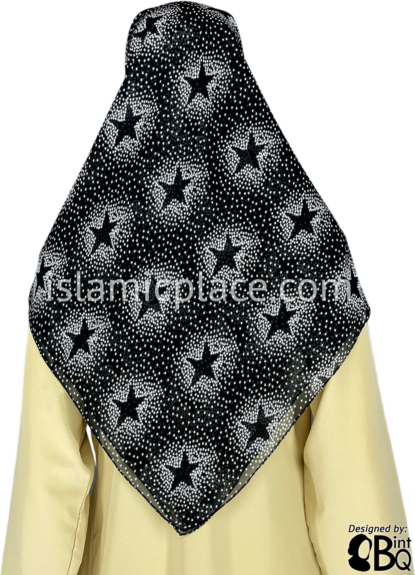 White Stars in Black Sky - 45" Square Printed Khimar