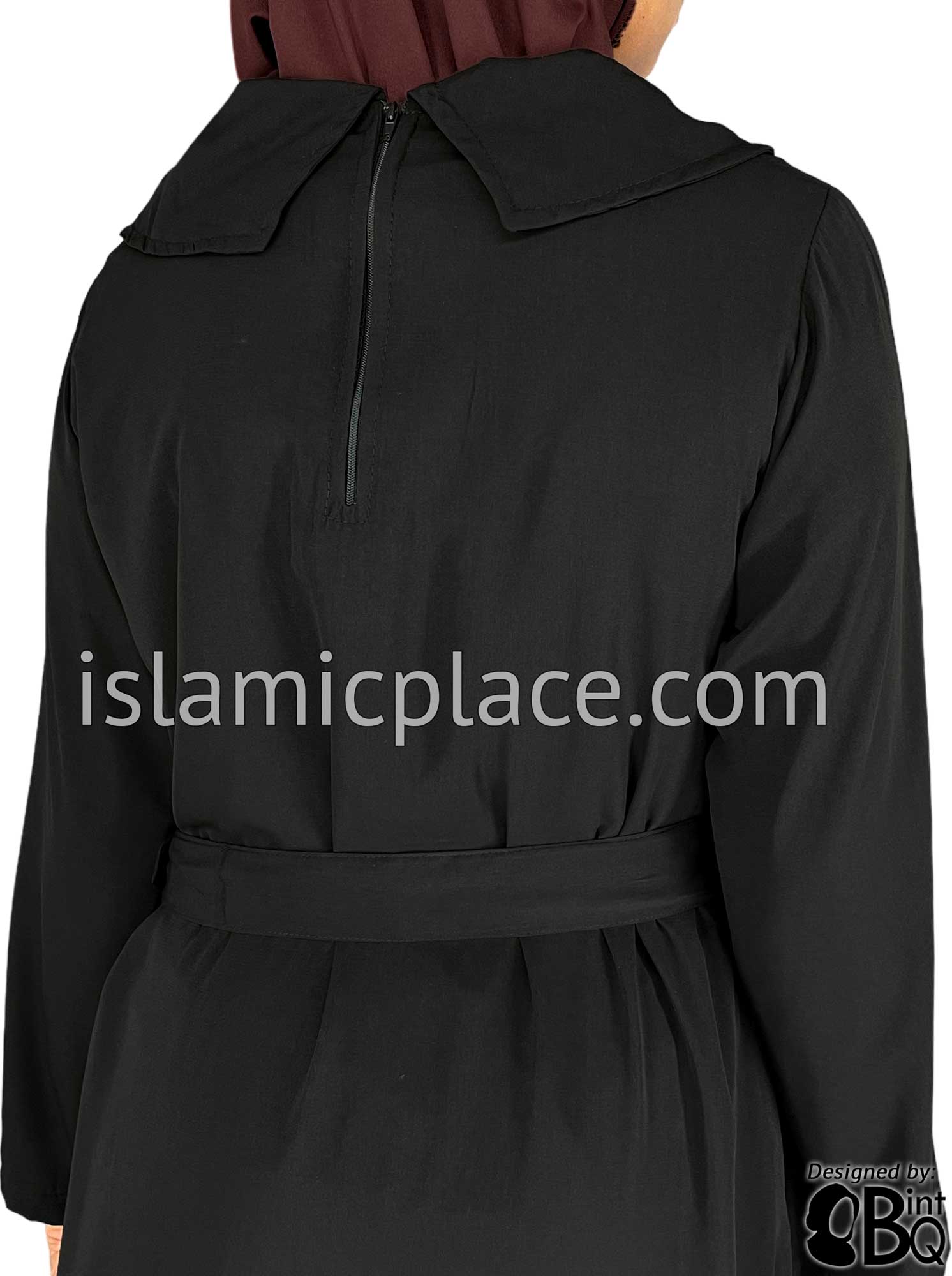 Black - Rizwana Curvy Botton Stylish Abaya by BintQ - BQ212