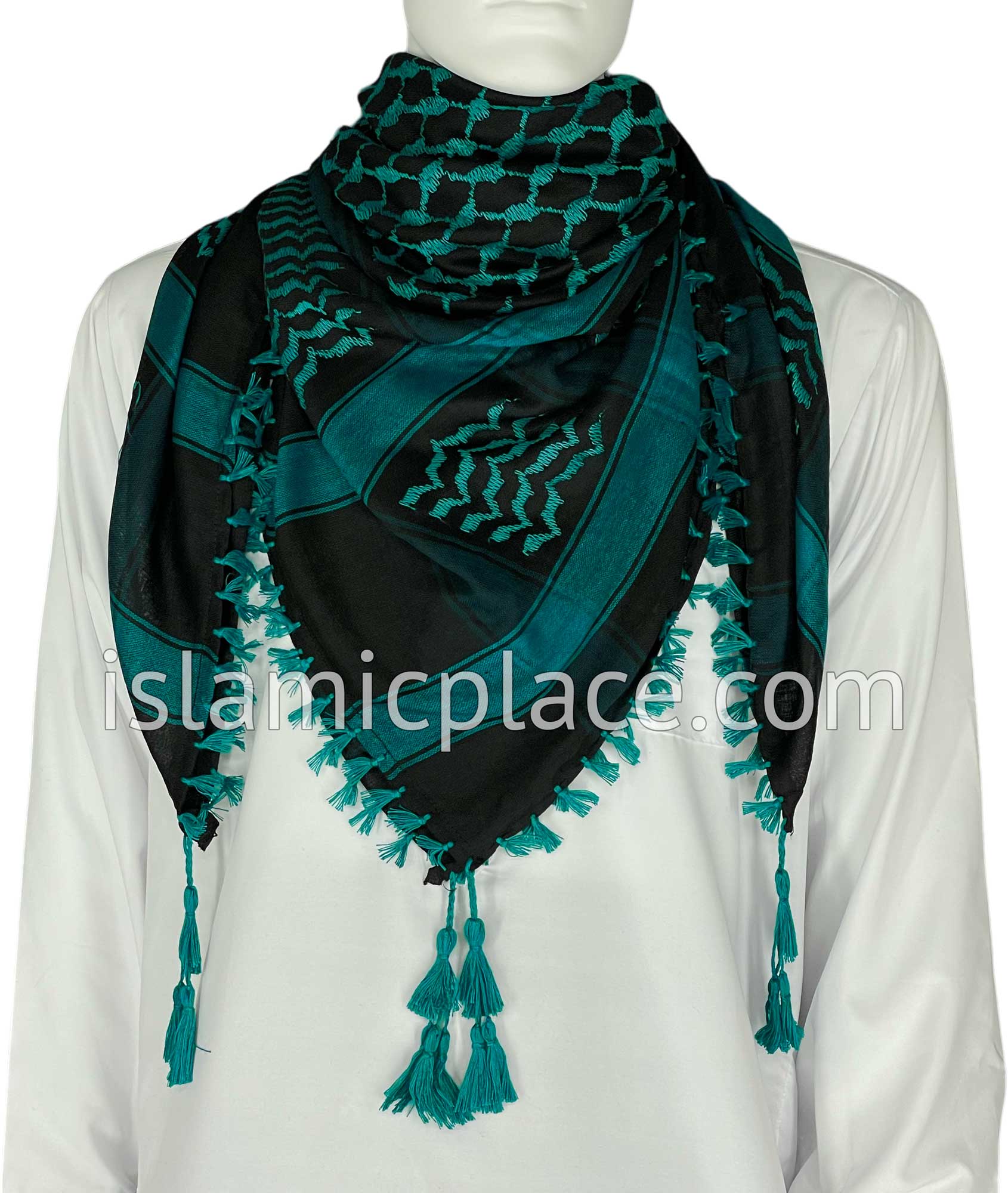 Black and Teal Blue - Traditional Style Men Scarf Kifaya