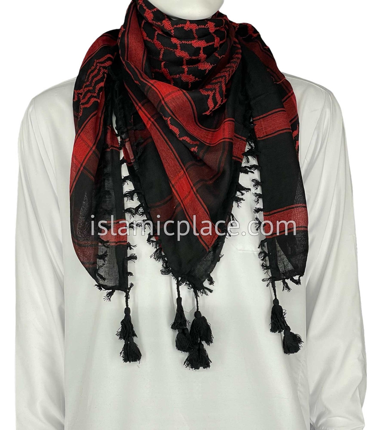 Black and Cherry Red - Traditional Style Men Scarf Kifaya