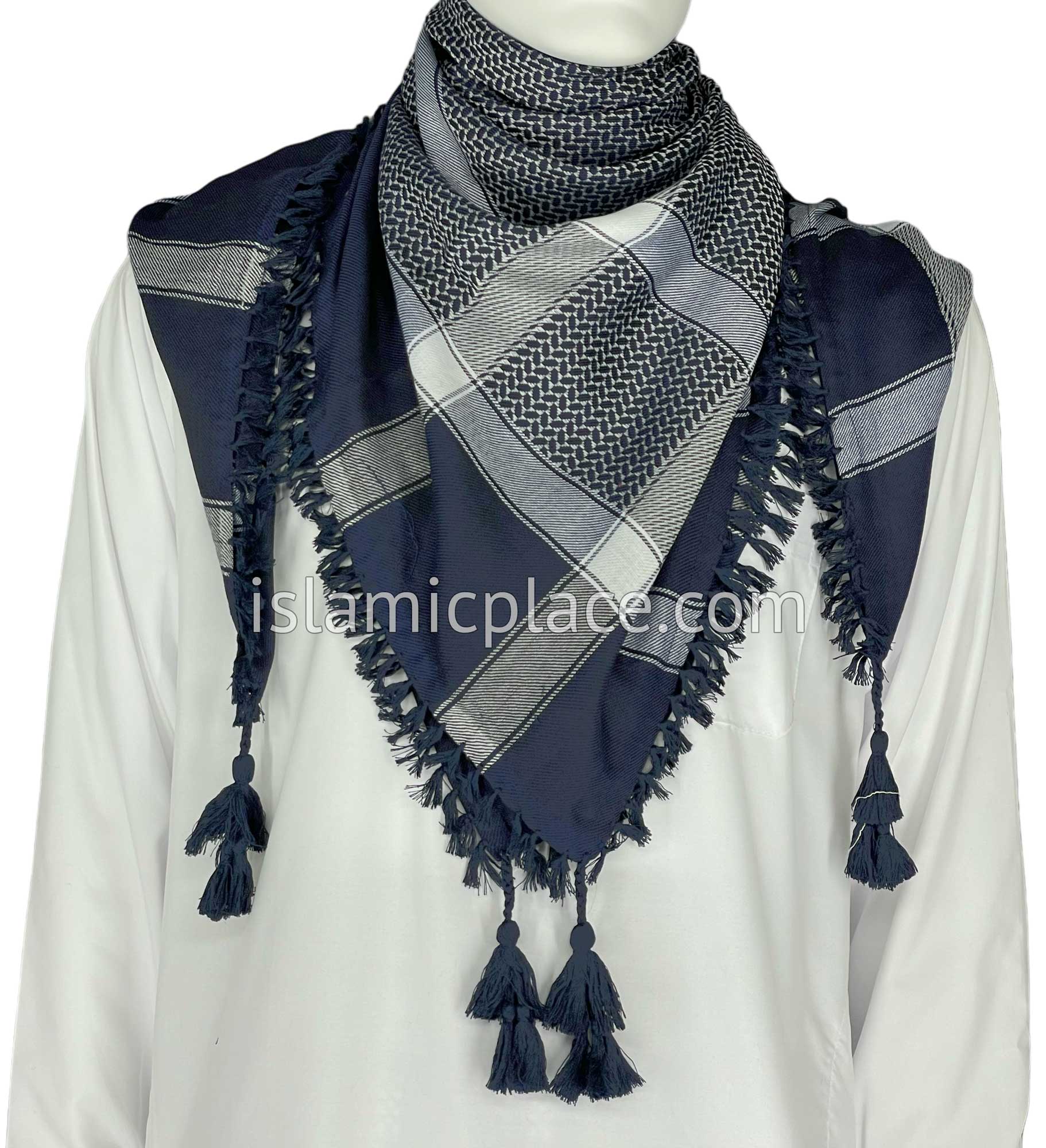 Navy Blue and White - Imran Collection Men Scarf Kifaya