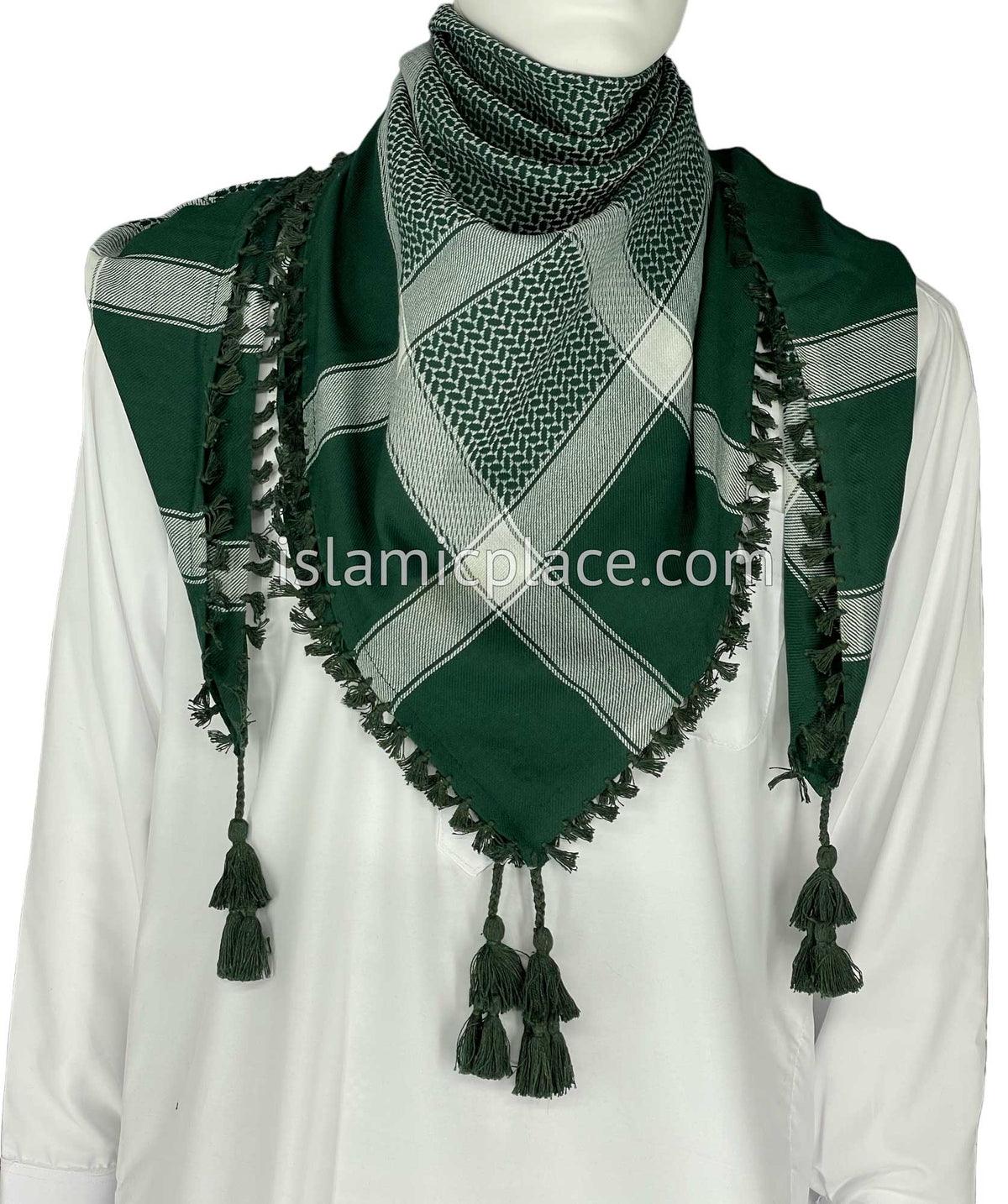 Hunter Green and White - Imran Collection Men Scarf Kifaya