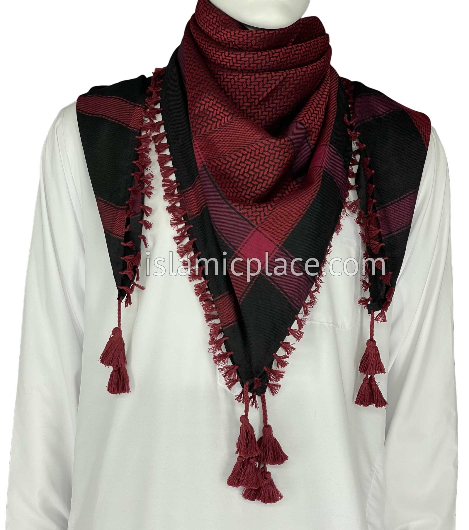 Black and Cranberry - Imran Collection Men Scarf Kifaya