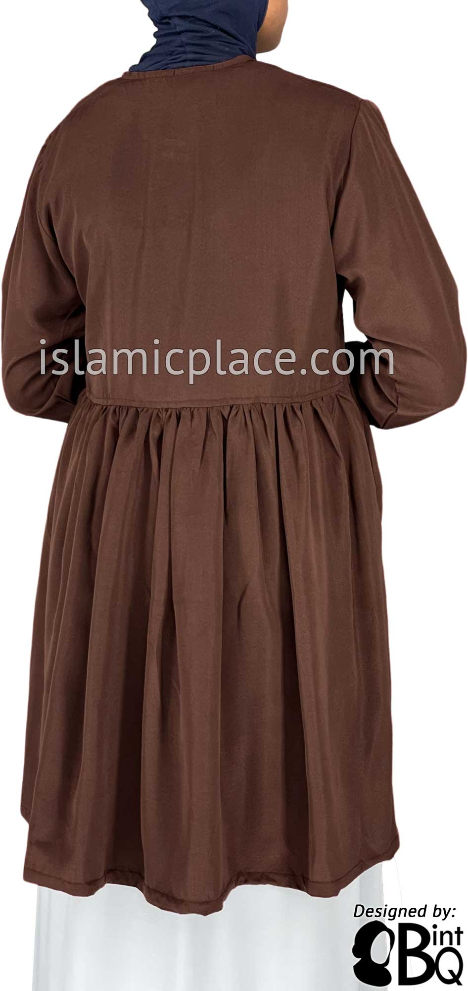 Brown - Tayba Pleated Style Kameez Tunic Top by BintQ - BQ279