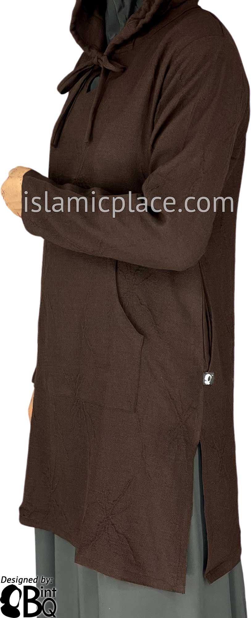 Brown - Haleema Hoodie Style Kameez Tunic Top by BintQ - BQ157