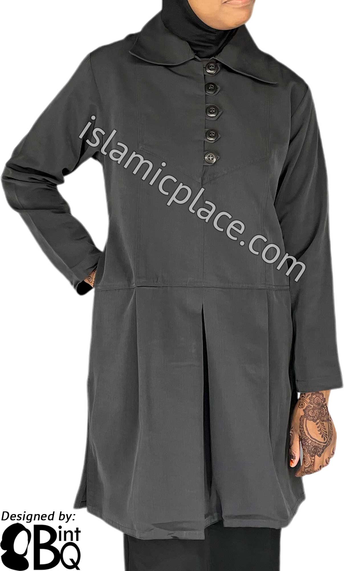 Gray - Misha Style Kameez Tunic Top by BintQ - BQ226