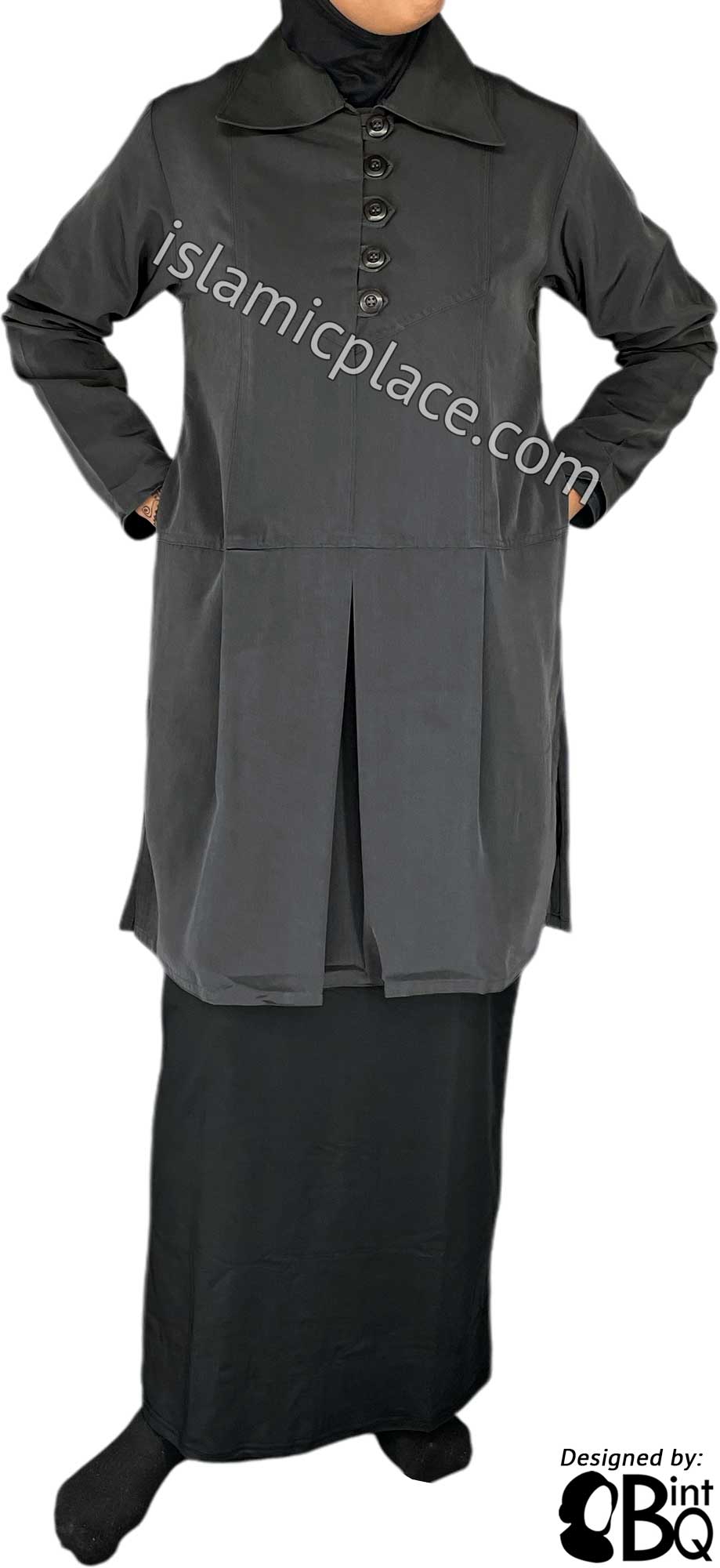 Gray - Misha Style Kameez Tunic Top by BintQ - BQ226