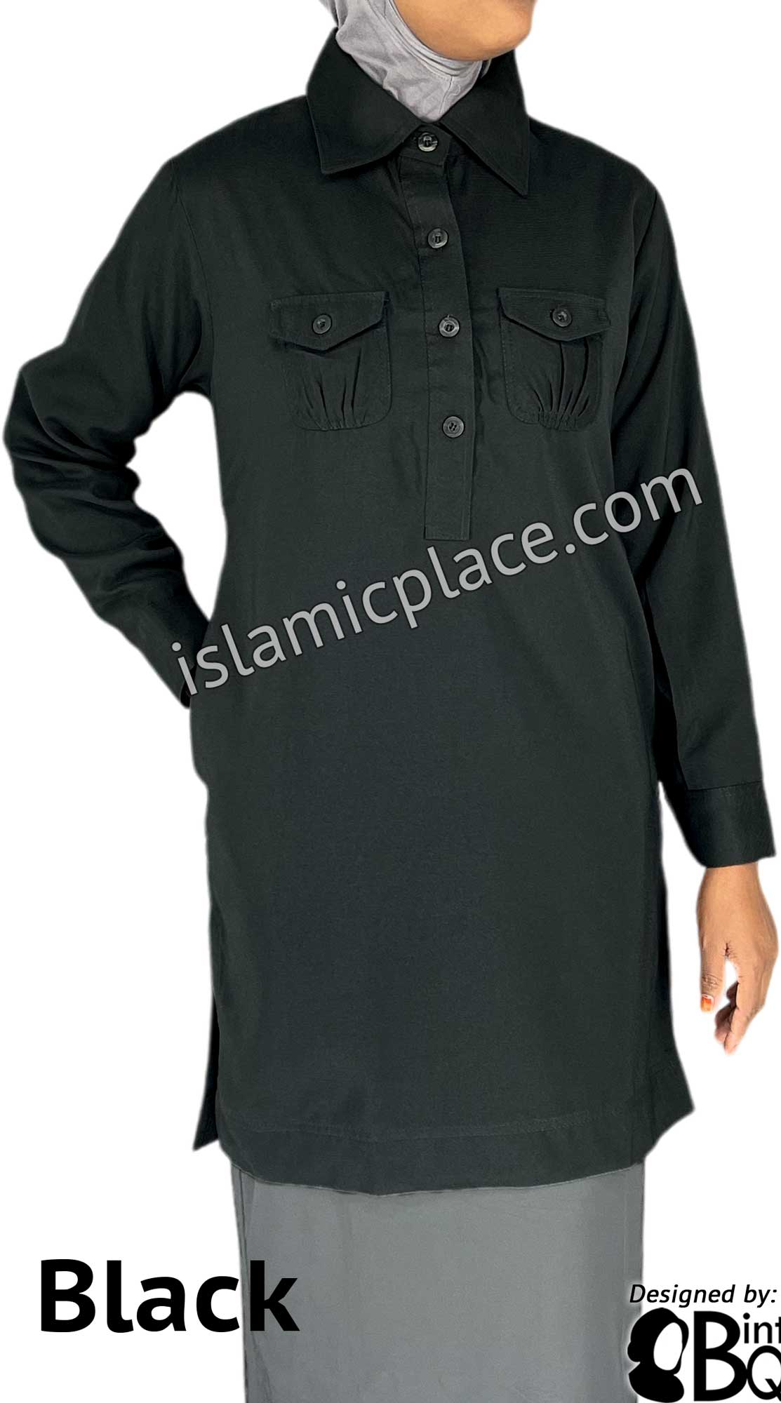 Black - Zaina Style Kameez Tunic Top by BintQ - BQ244