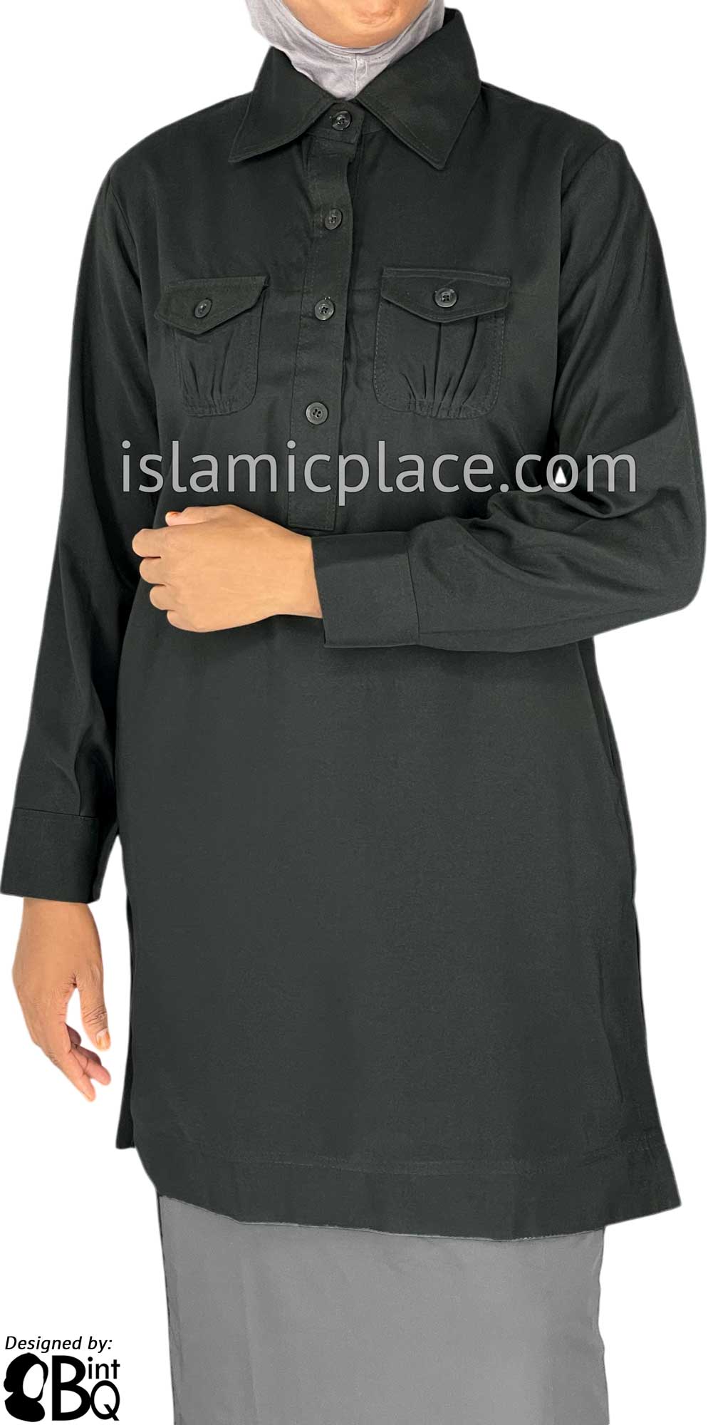 Black - Zaina Style Kameez Tunic Top by BintQ - BQ244