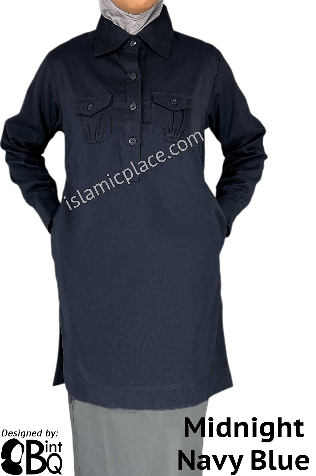 Midnight Navy - Zaina Style Kameez Tunic Top by BintQ - BQ244