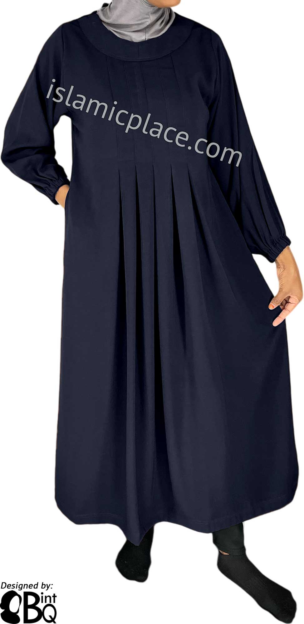 Navy Blue - Sumera Chic Girl&#39;s Abaya with Baby Doll Inspired Pleats by BintQ - BQ275