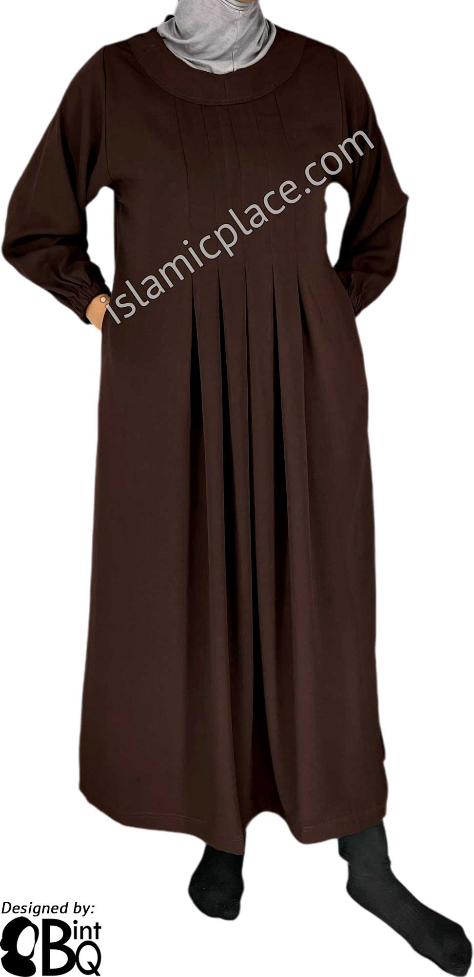 Brown - Sumera Chic Girl's Abaya with Baby Doll Inspired Pleats by BintQ - BQ275