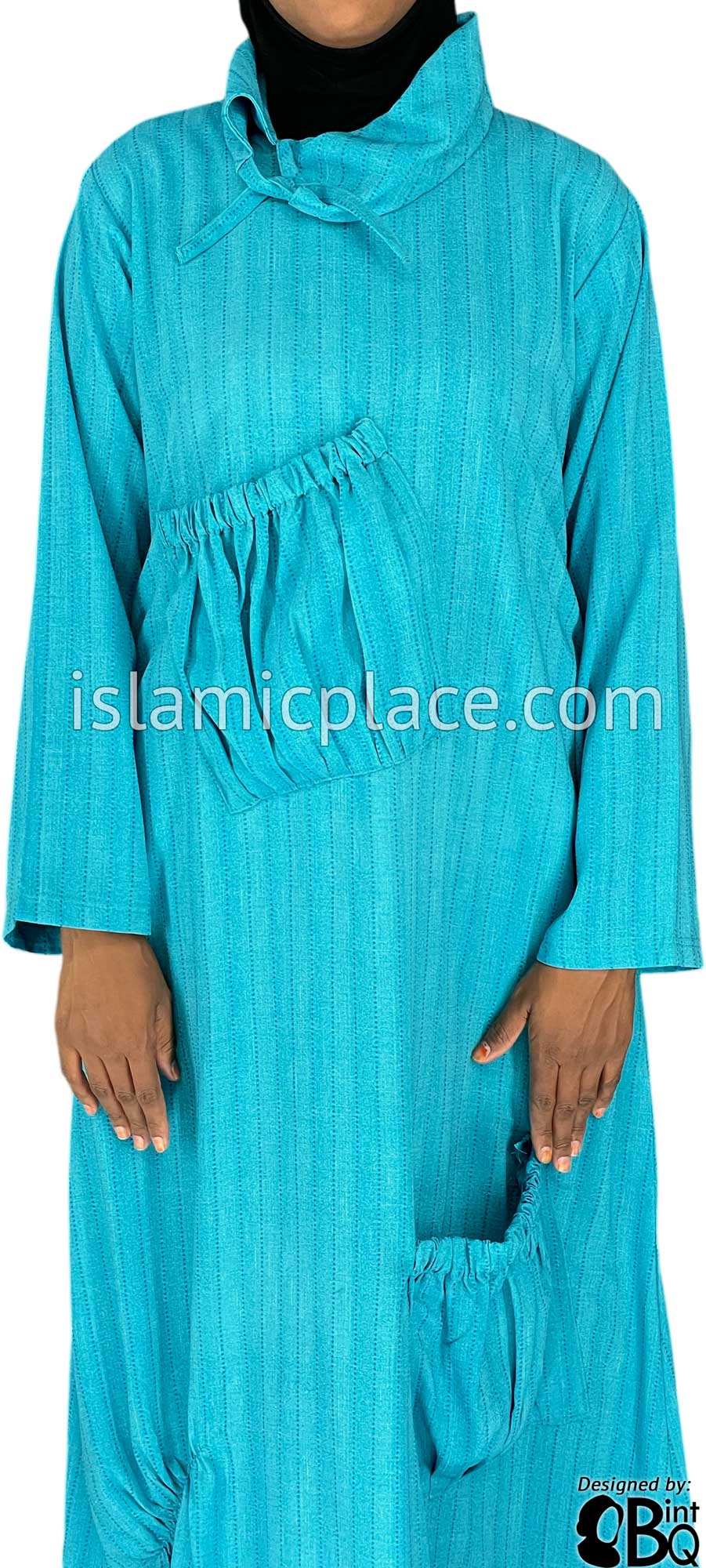 Aqua Blue - Farah Big Pockets Style Abaya by BintQ - BQ159