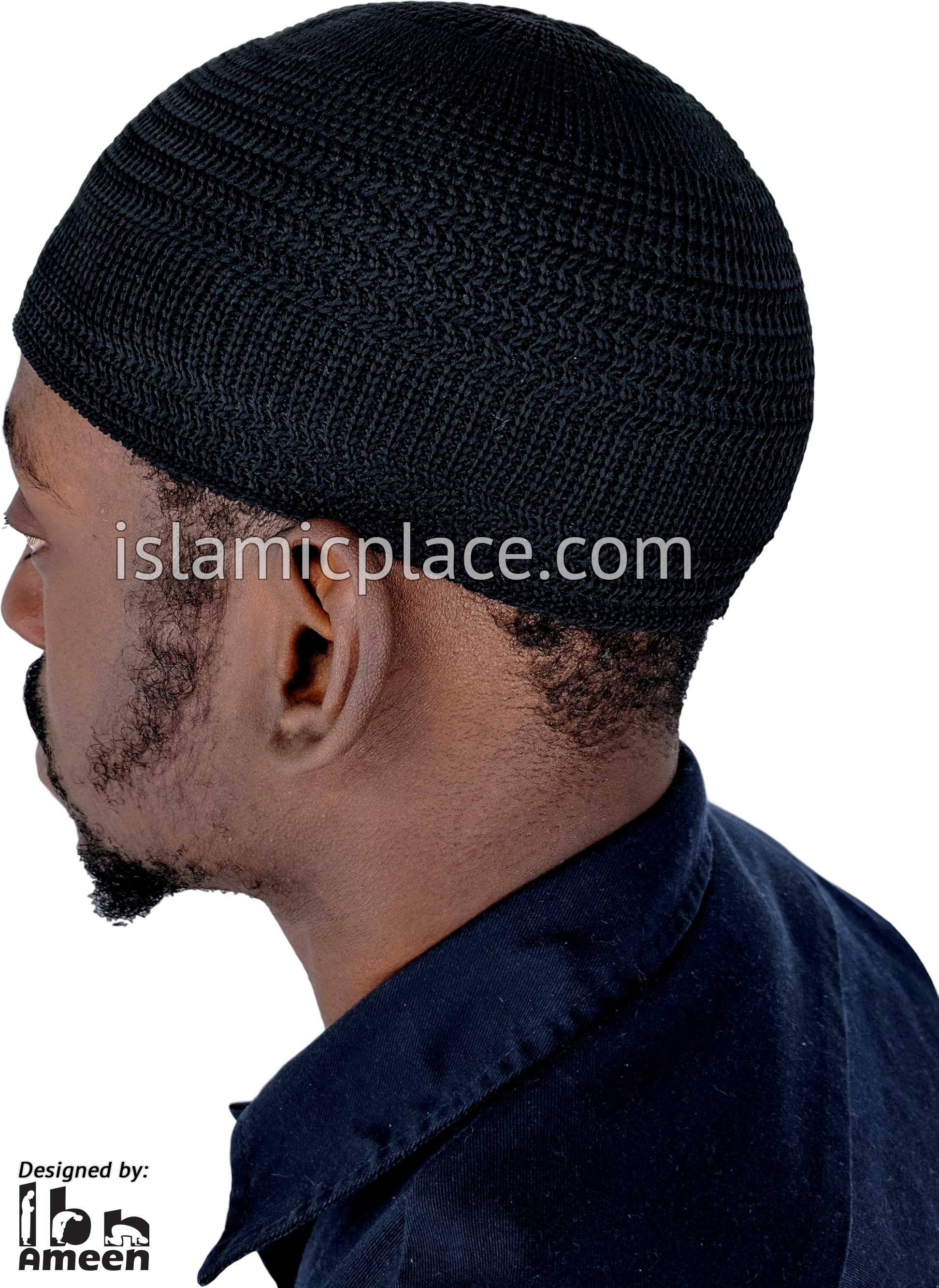 Black - Elastic Knitted Plain Simple Kufi