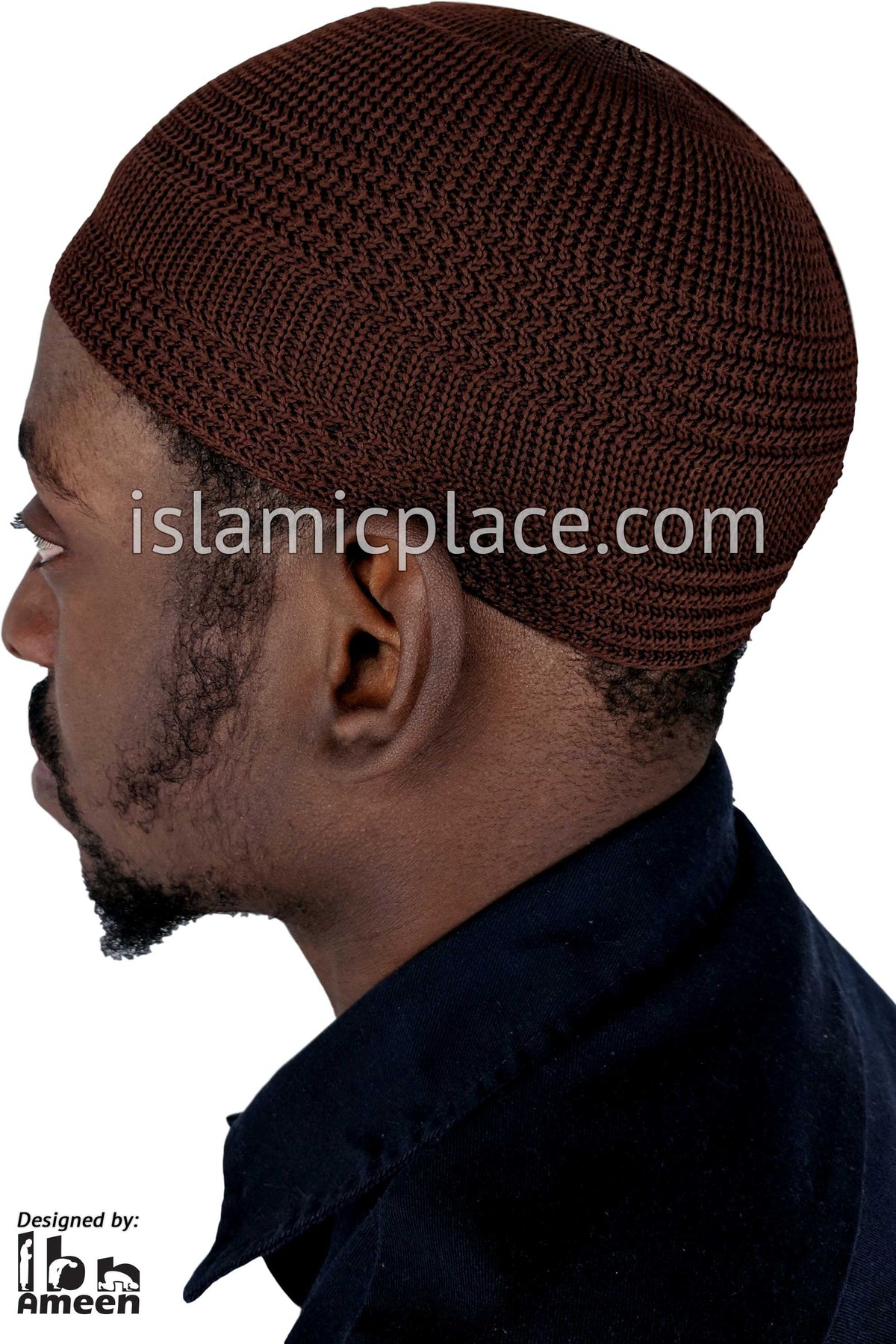 Brown - Elastic Knitted Plain Simple Kufi