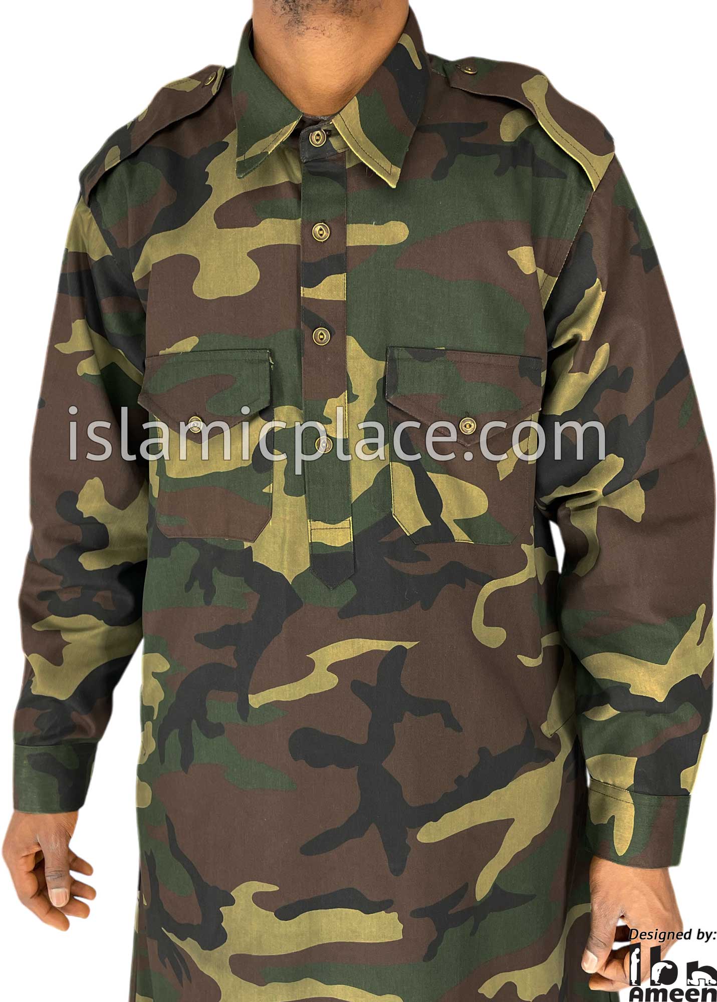 Khaki, Olive and Brown Camouflage Army Fatigue - Daud Men Military Style Thob by Ibn Ameen - IA11