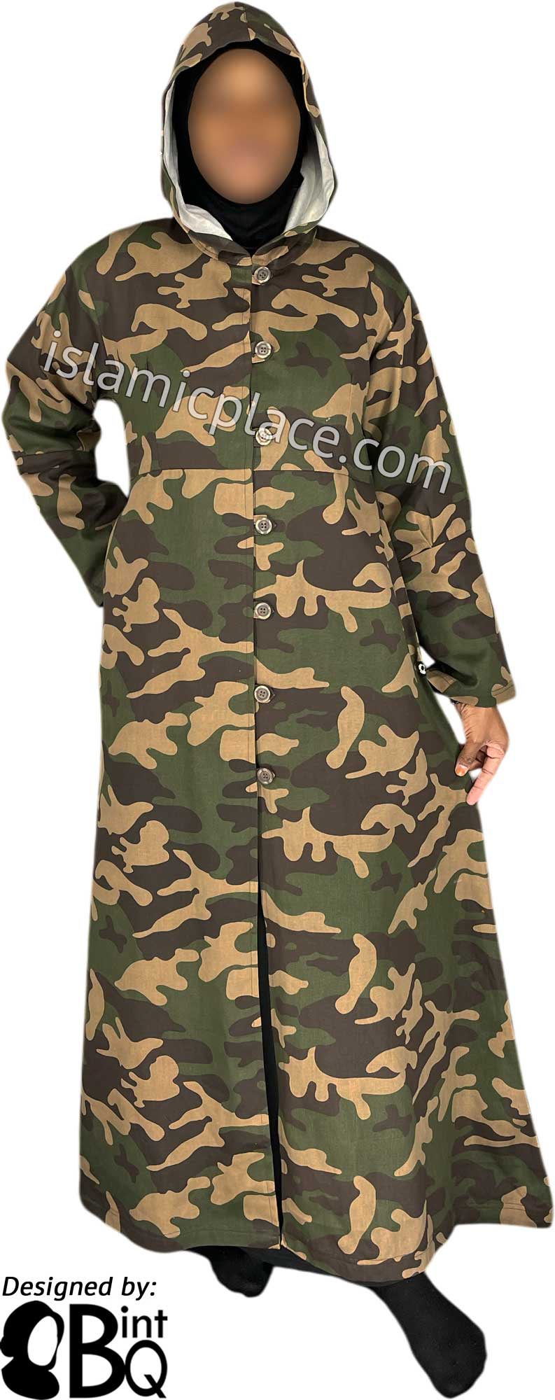 Olive Green, Brown and Khaki Camouflage Army Fatigue - Anaya Style Abaya by BintQ - BQ86