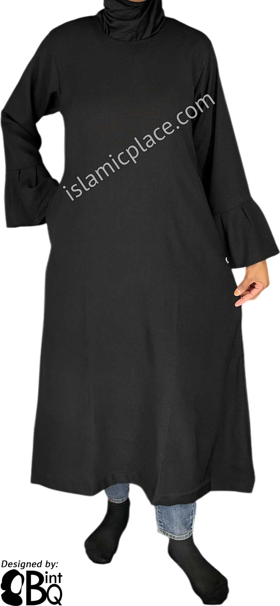 Black - Bushra Bell Sleeve Style Girl's Abaya by BintQ