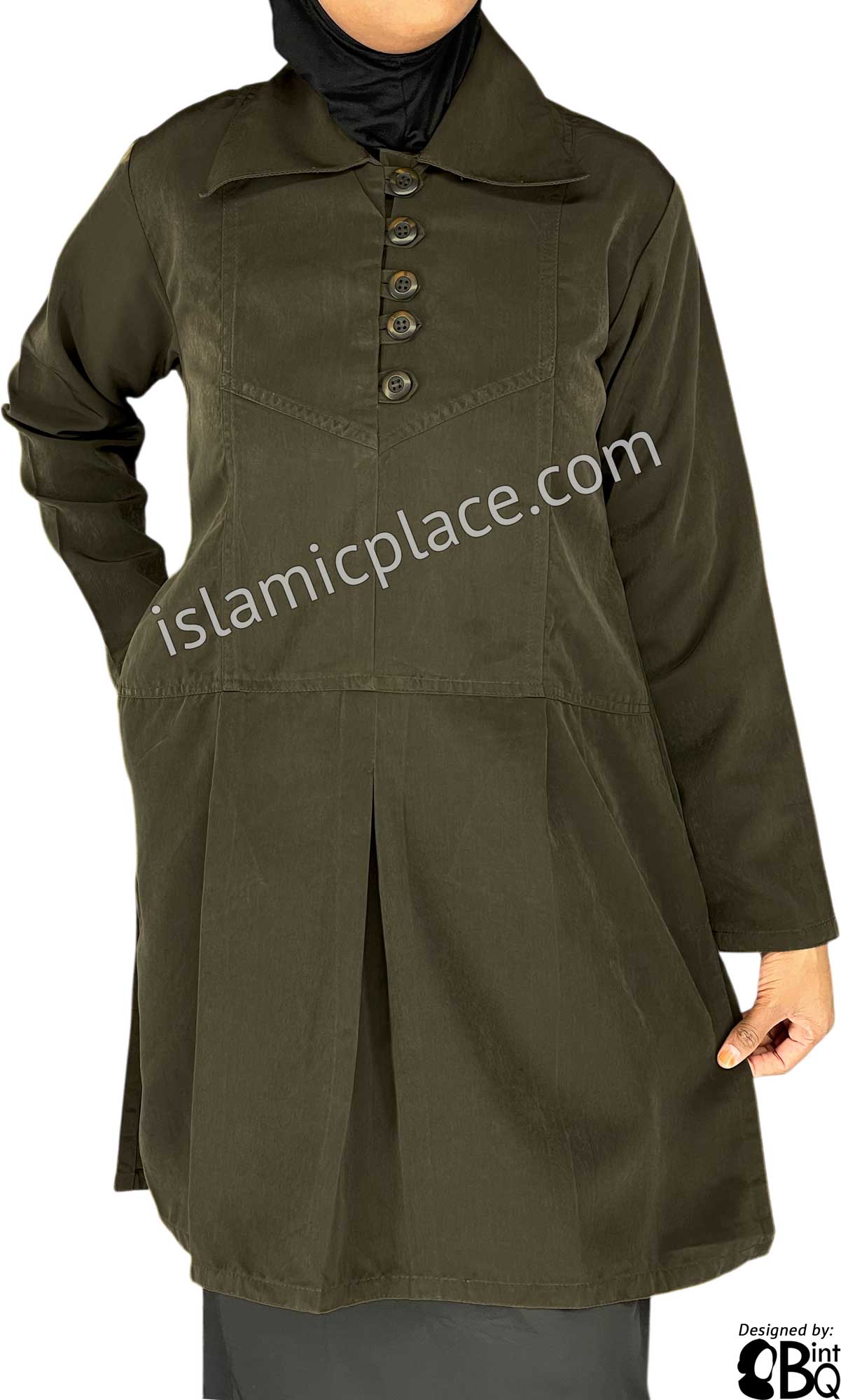 Olive Green - Misha Style Kameez Tunic Top by BintQ - BQ226