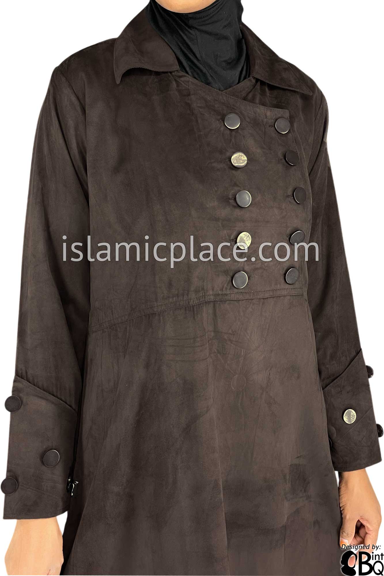 Brown - Nargis Style Abaya by BintQ in Luxurious Suede - BQ60