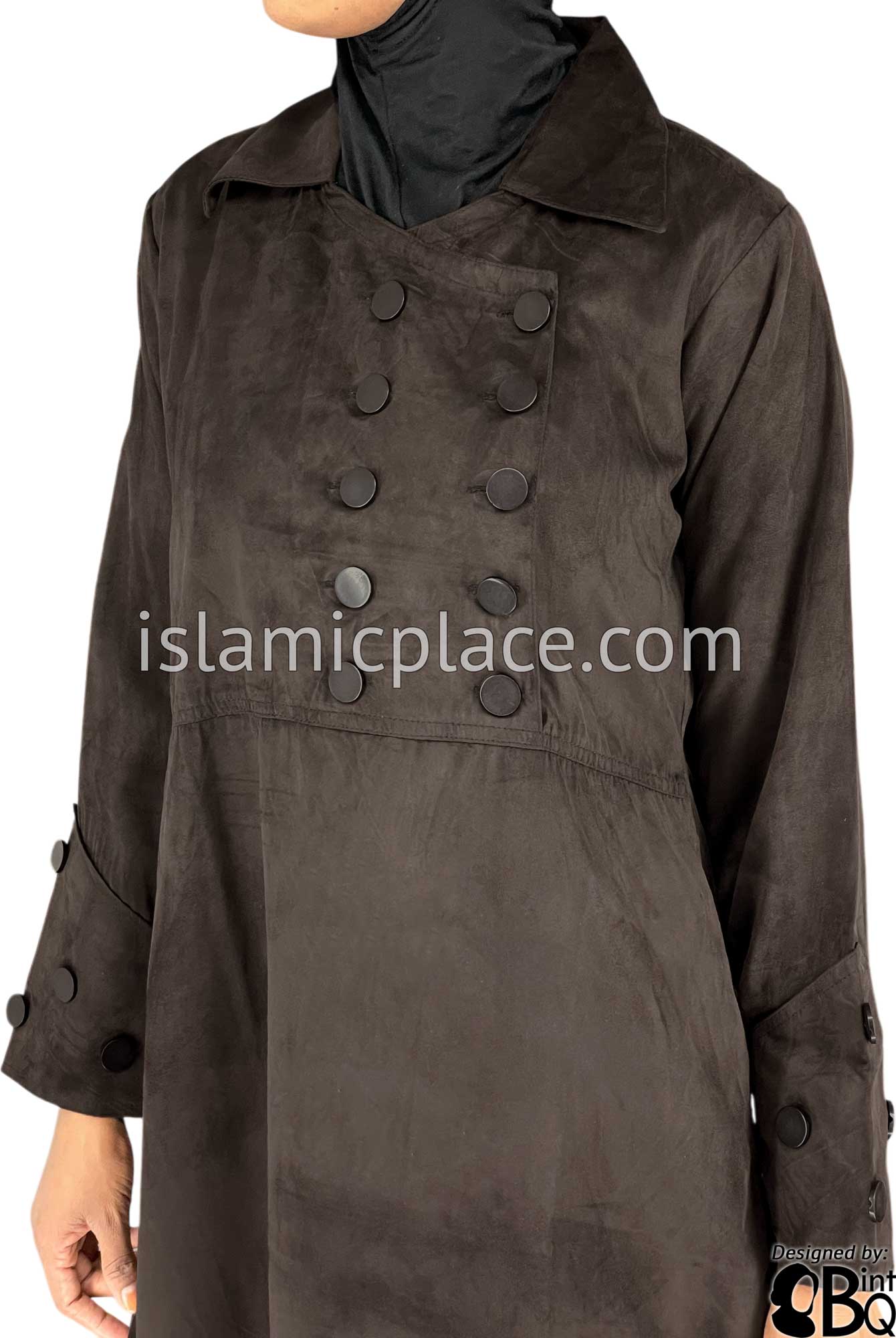 Brown - Nargis Style Abaya by BintQ in Luxurious Suede - BQ60