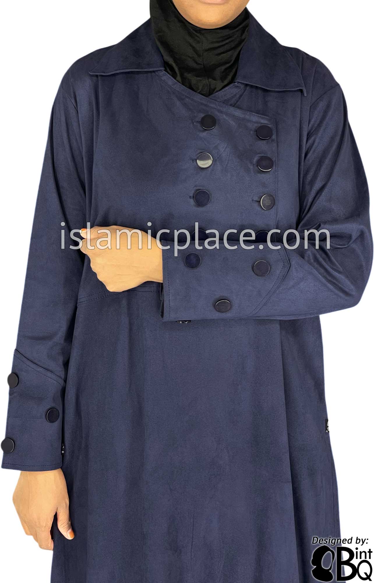 Navy Blue - Nargis Style Abaya by BintQ in Luxurious Suede - BQ60