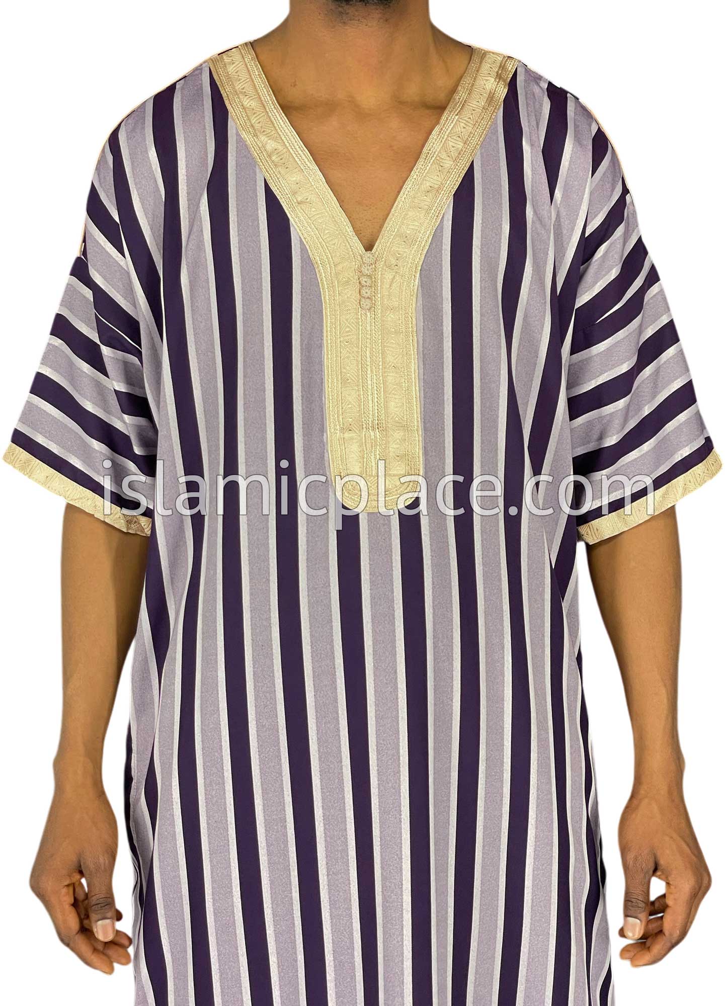 Plum - Faruq Style Short Sleeve Thob