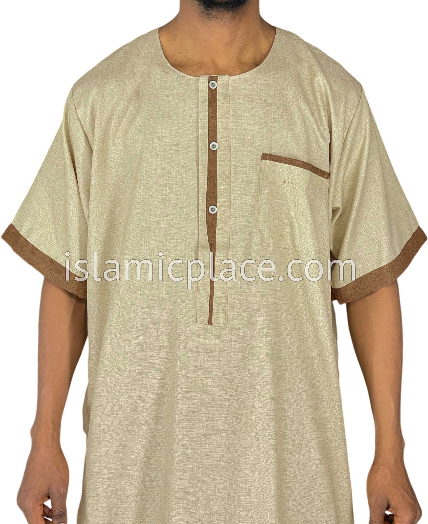 Oatmeal - Ilyas Style Short Sleeve Thob