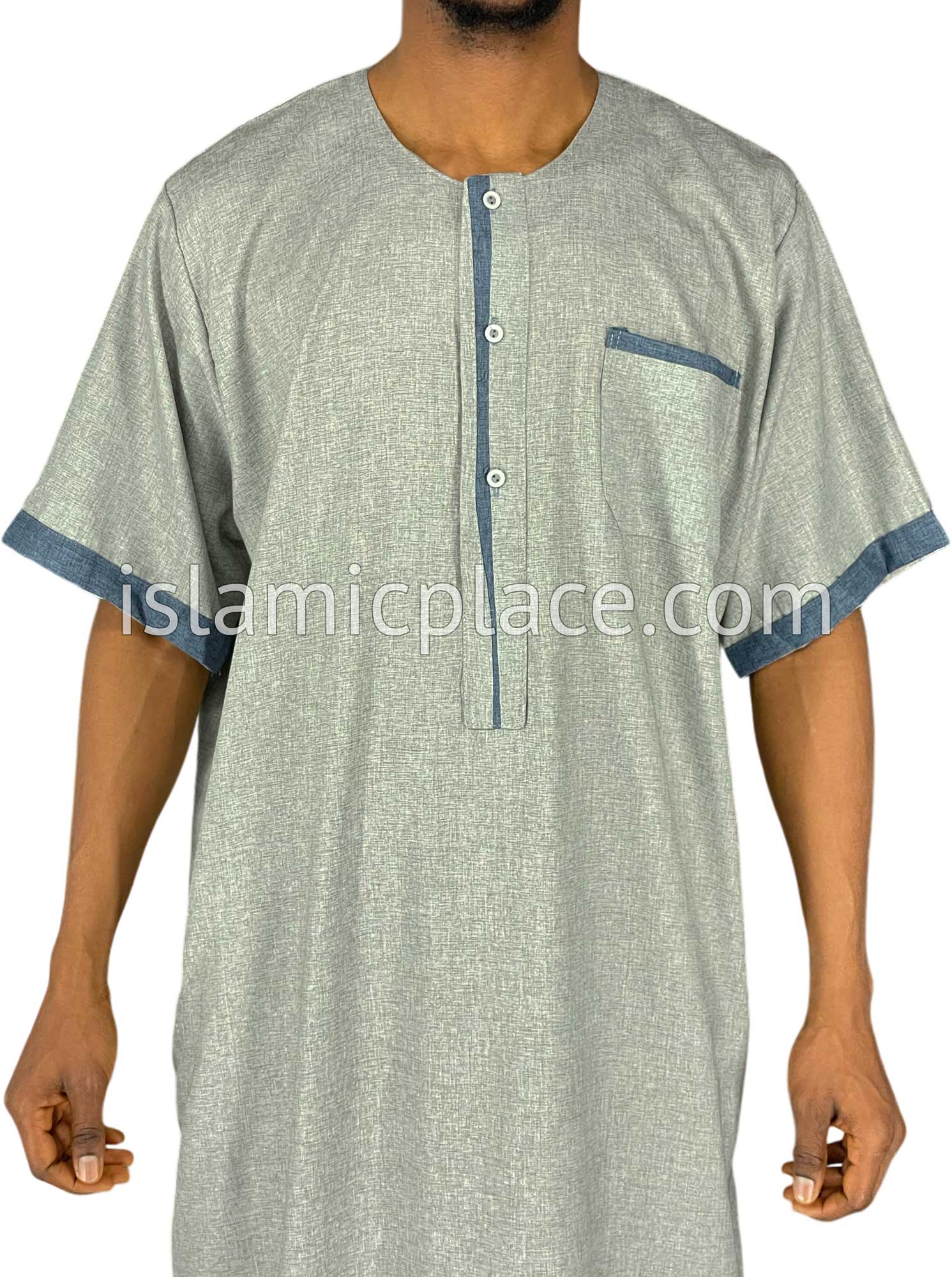 Light Gray - Ilyas Style Short Sleeve Thob