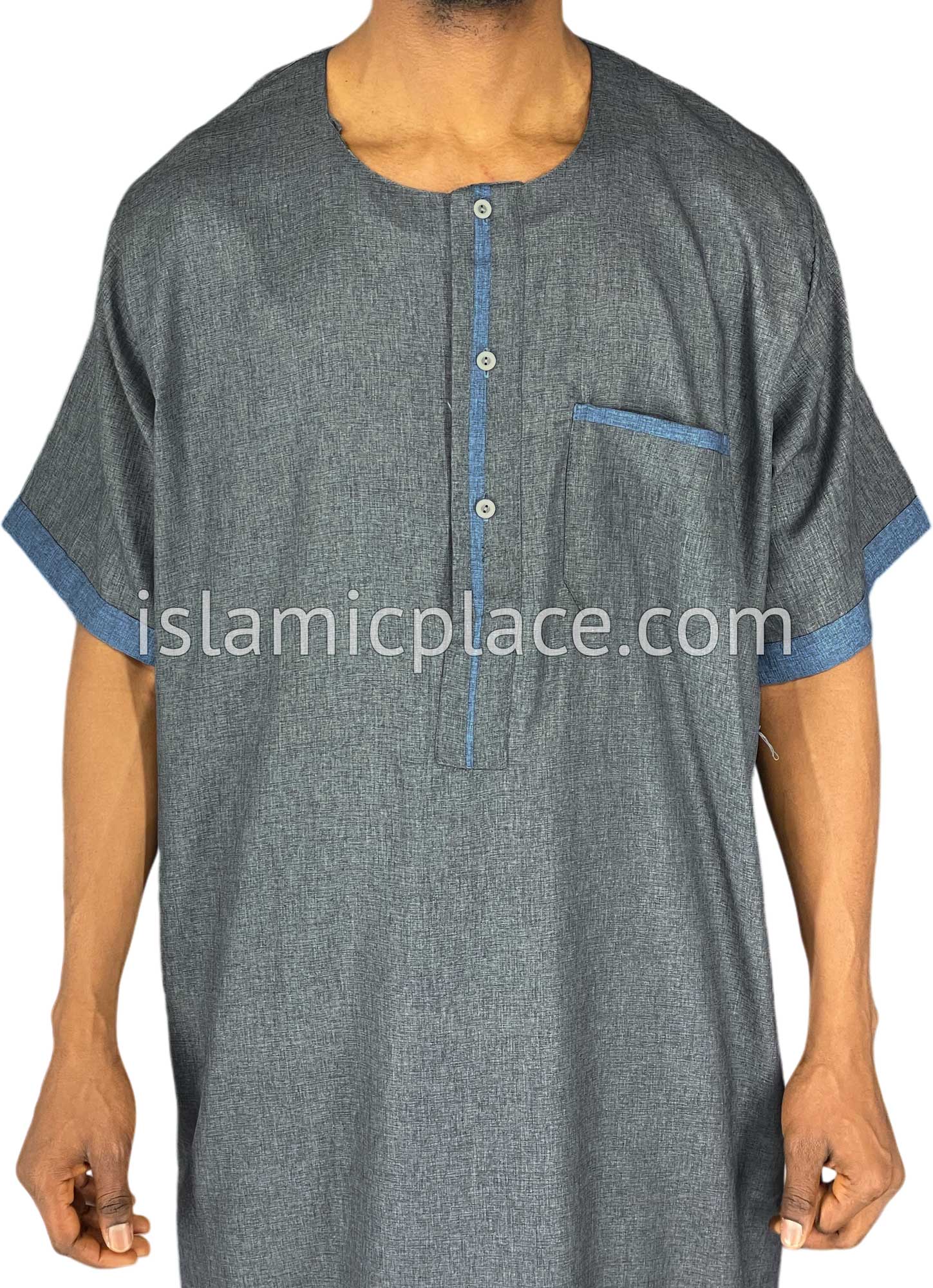 Dark Gray - Ilyas Style Short Sleeve Thob