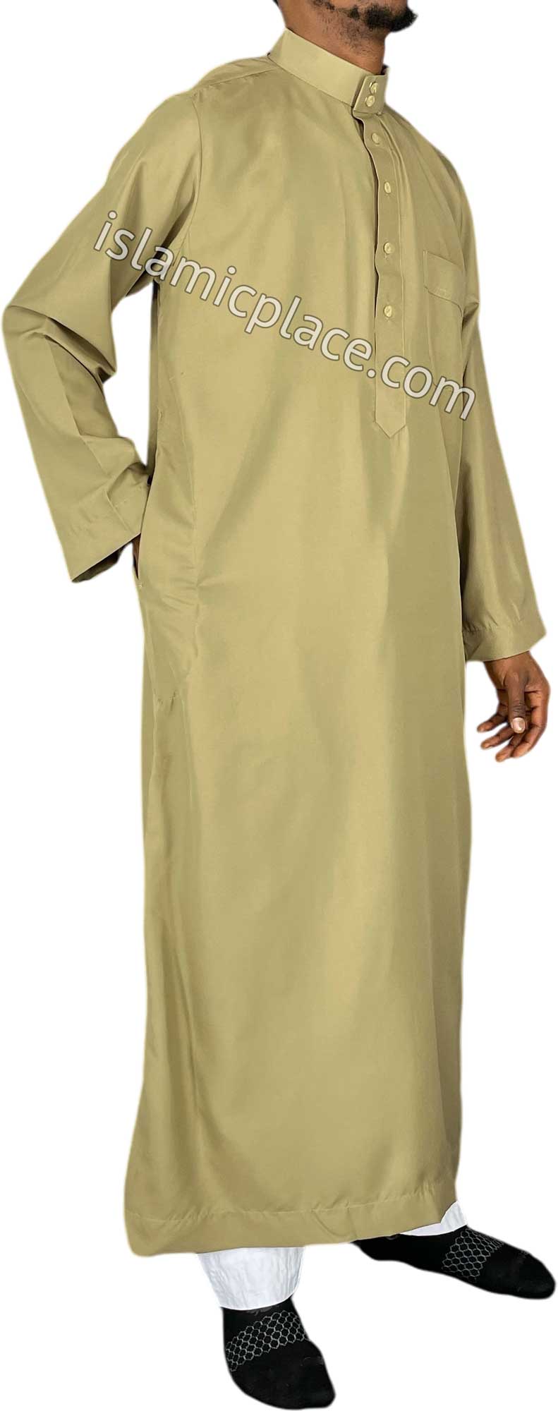 Khaki - Saudi Daffah Style Men Thob