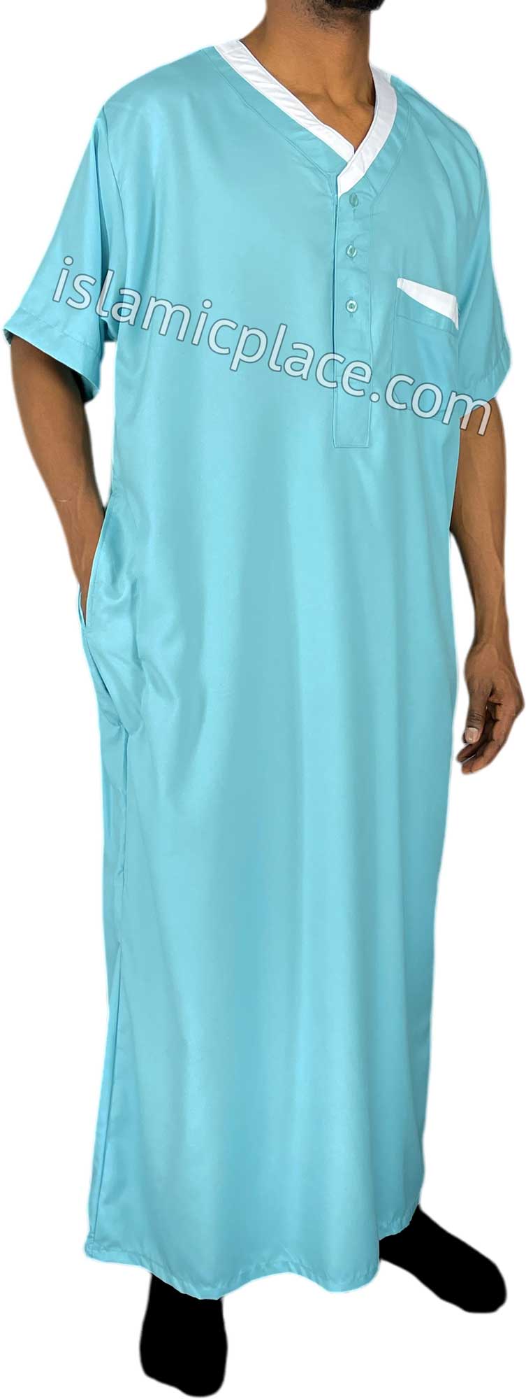 Teal Blue - Jabir Style Short Sleeve Thob