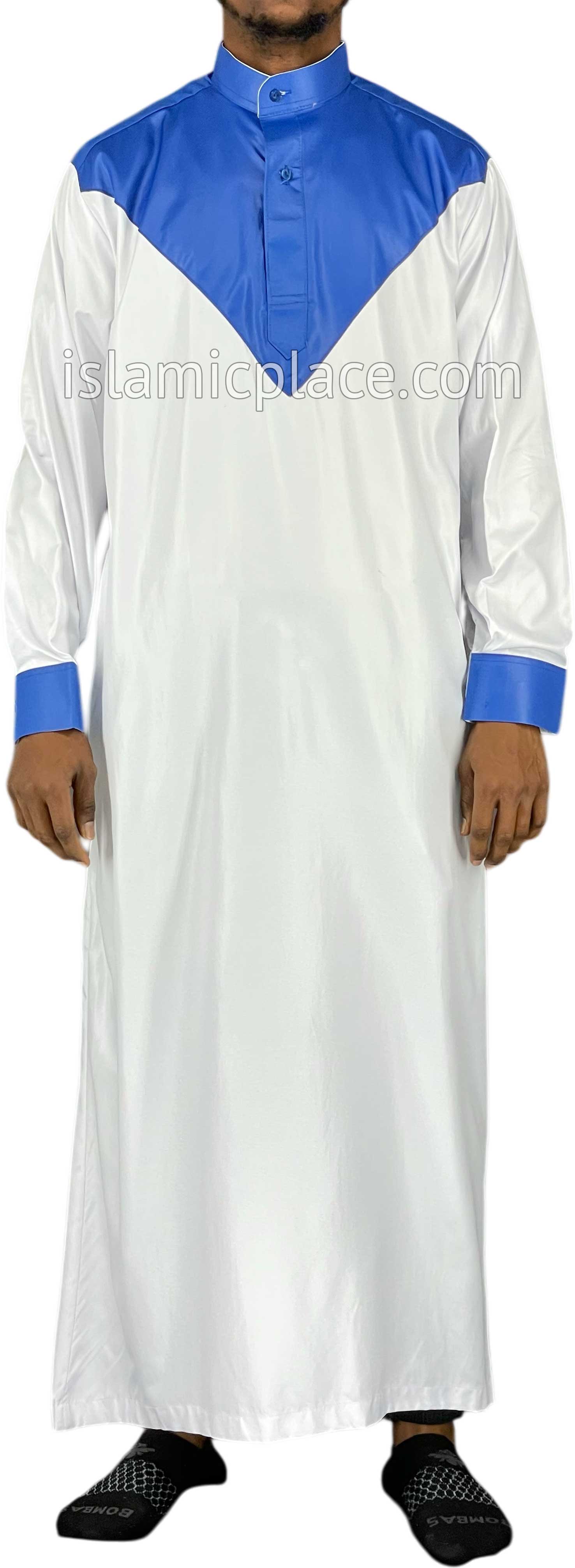 White with Cobalt Blue - Luqman Style Thob