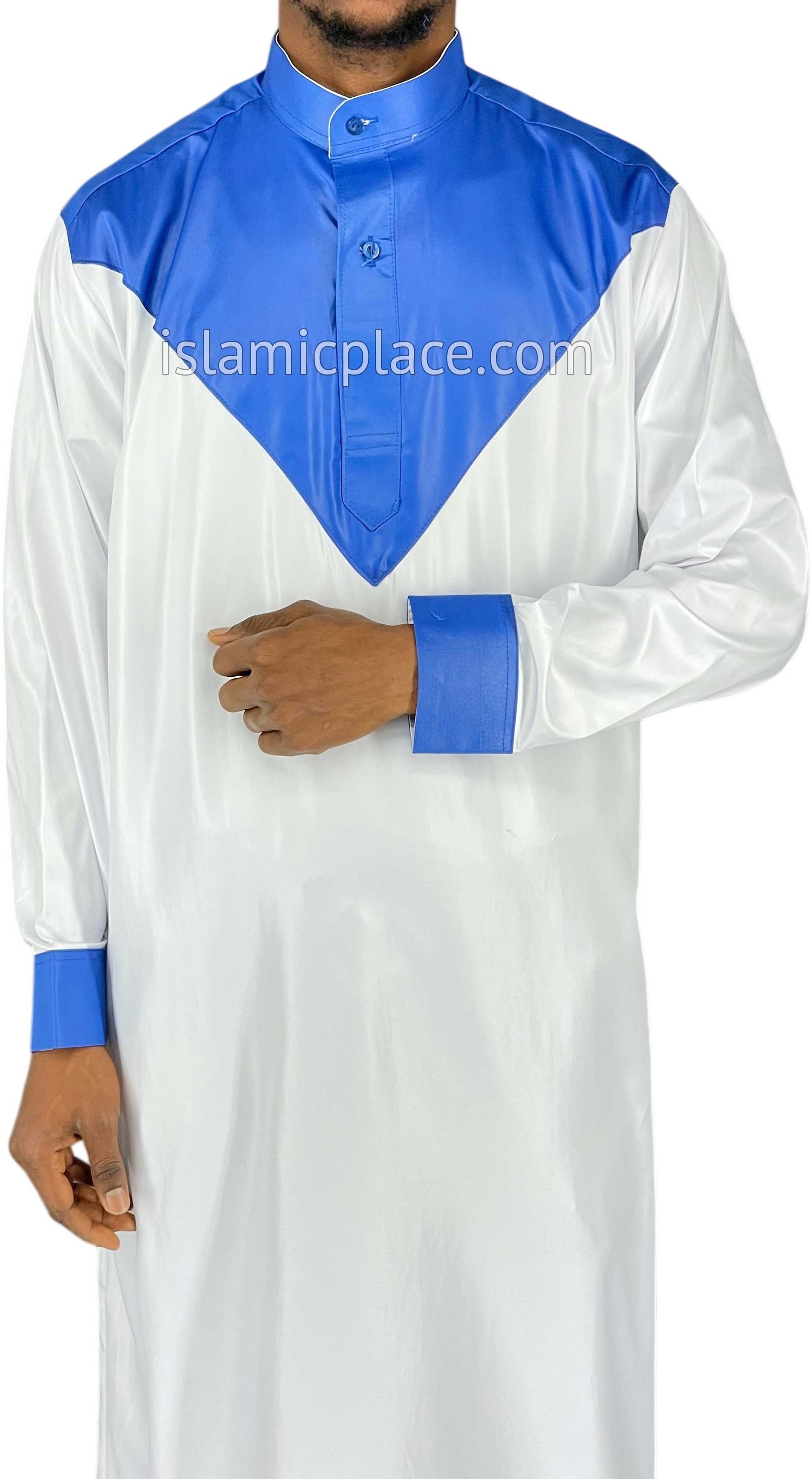 White with Cobalt Blue - Luqman Style Thob