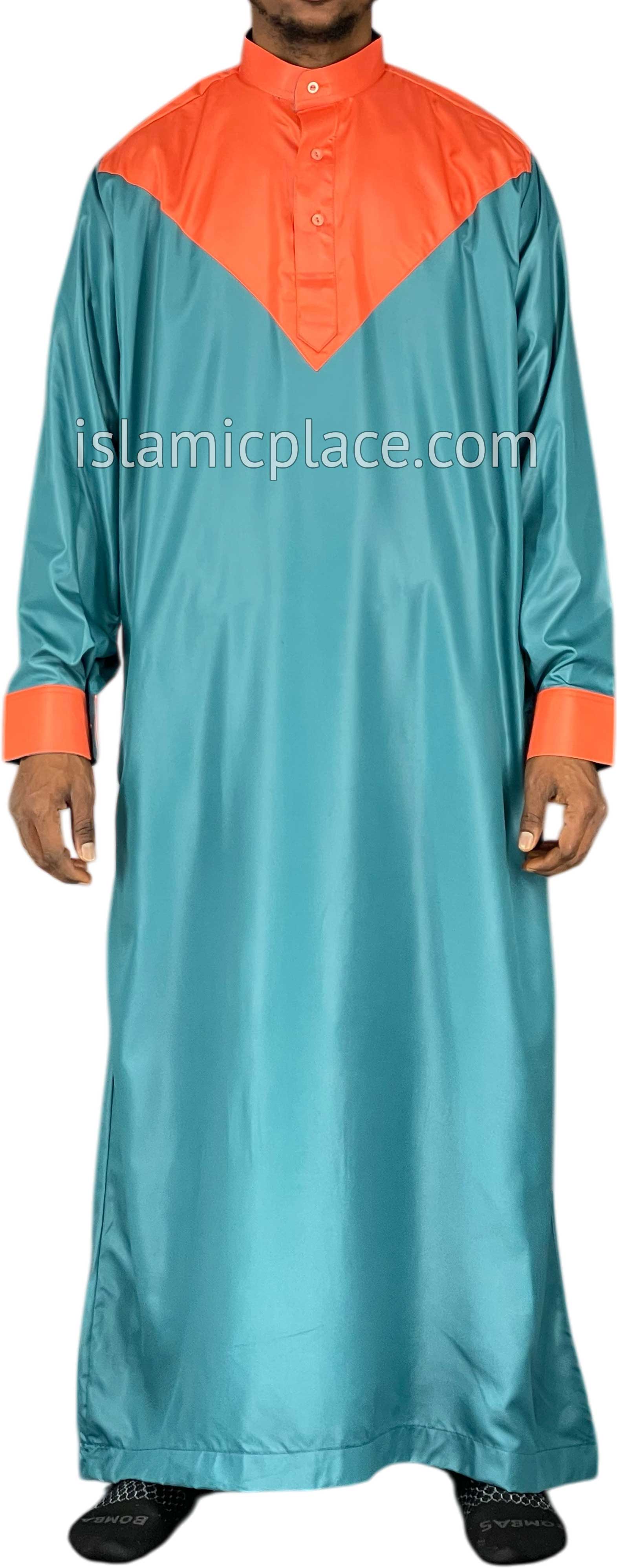 Teal Green with Rust - Luqman Style Thob